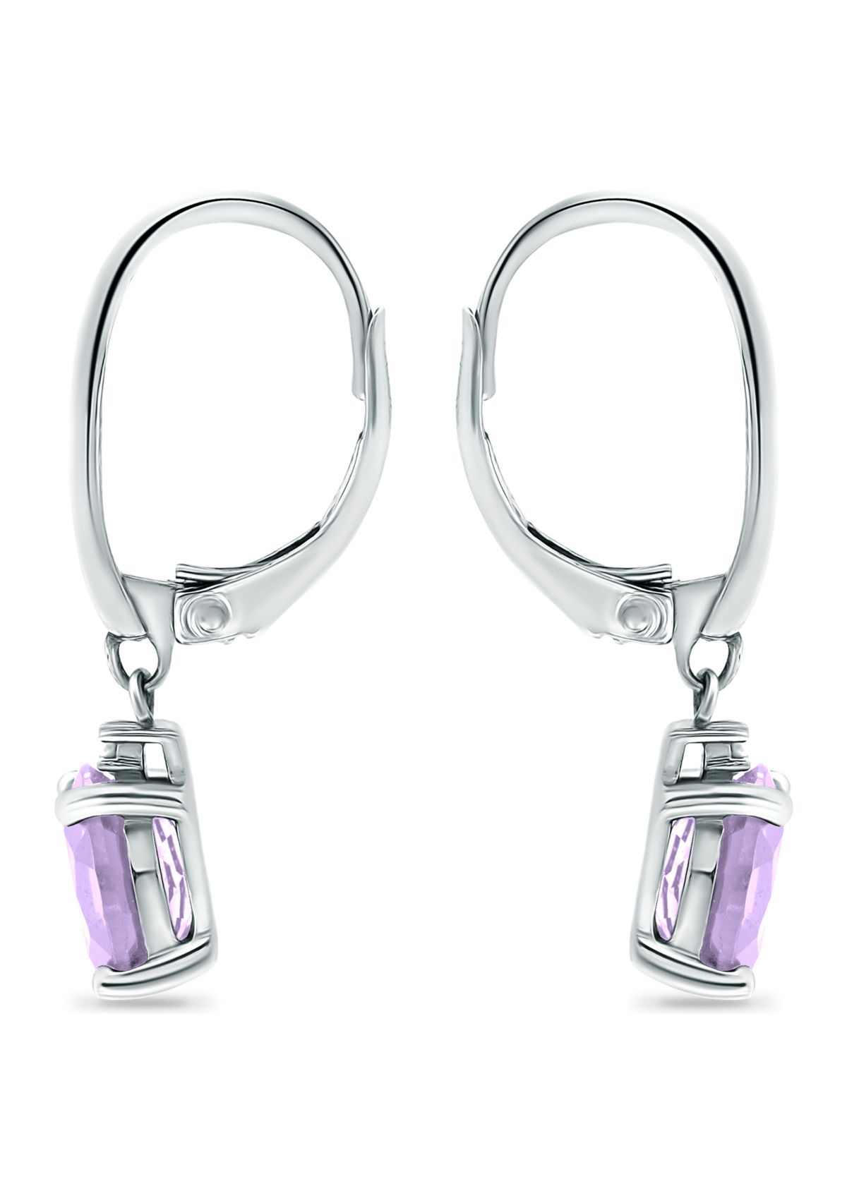 2.46 ct. t.w. Amethyst and 1/10 ct. t.w. Diamond Leverback Earrings in Sterling Silver
