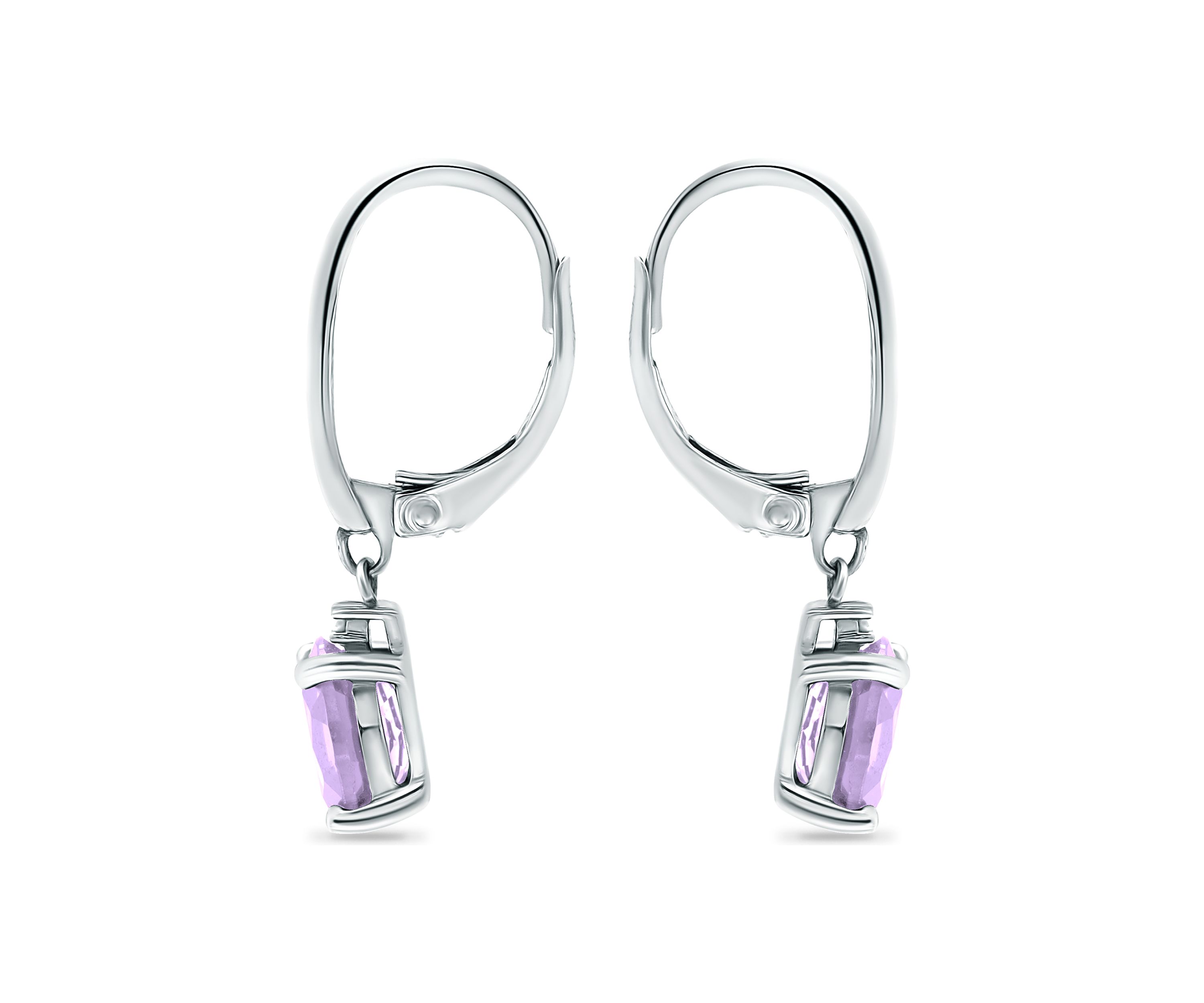 2.46 ct. t.w. Amethyst and 1/10 ct. t.w. Diamond Leverback Earrings in Sterling Silver