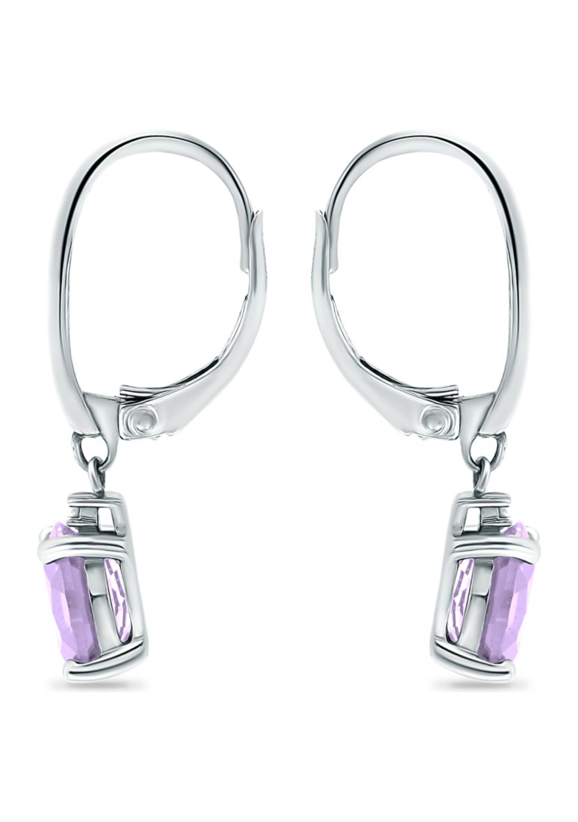 2.46 ct. t.w. Amethyst and 1/10 ct. t.w. Diamond Leverback Earrings in Sterling Silver