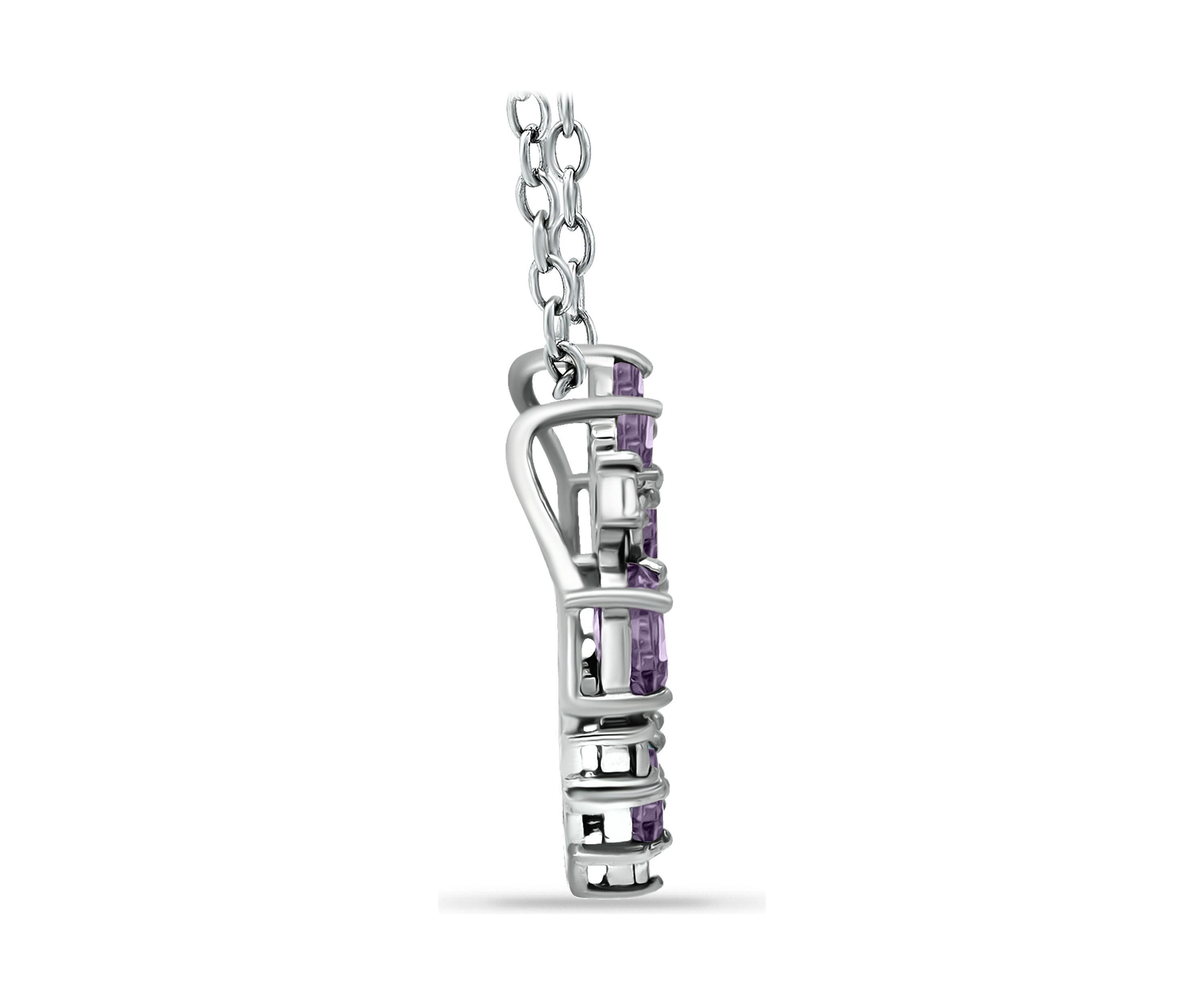 1.16 ct. t.w. Amethyst and Diamond Heart Necklace, Sterling Silver