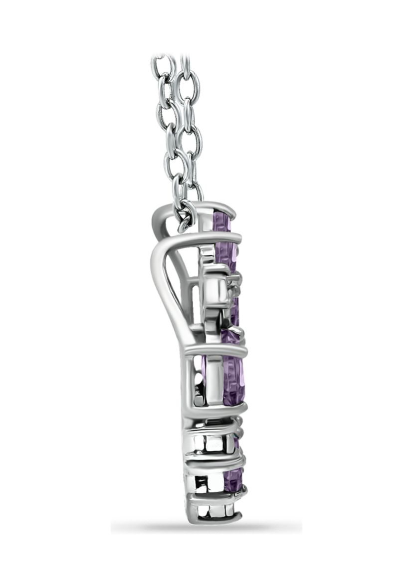 1.16 ct. t.w. Amethyst and Diamond Heart Necklace, Sterling Silver