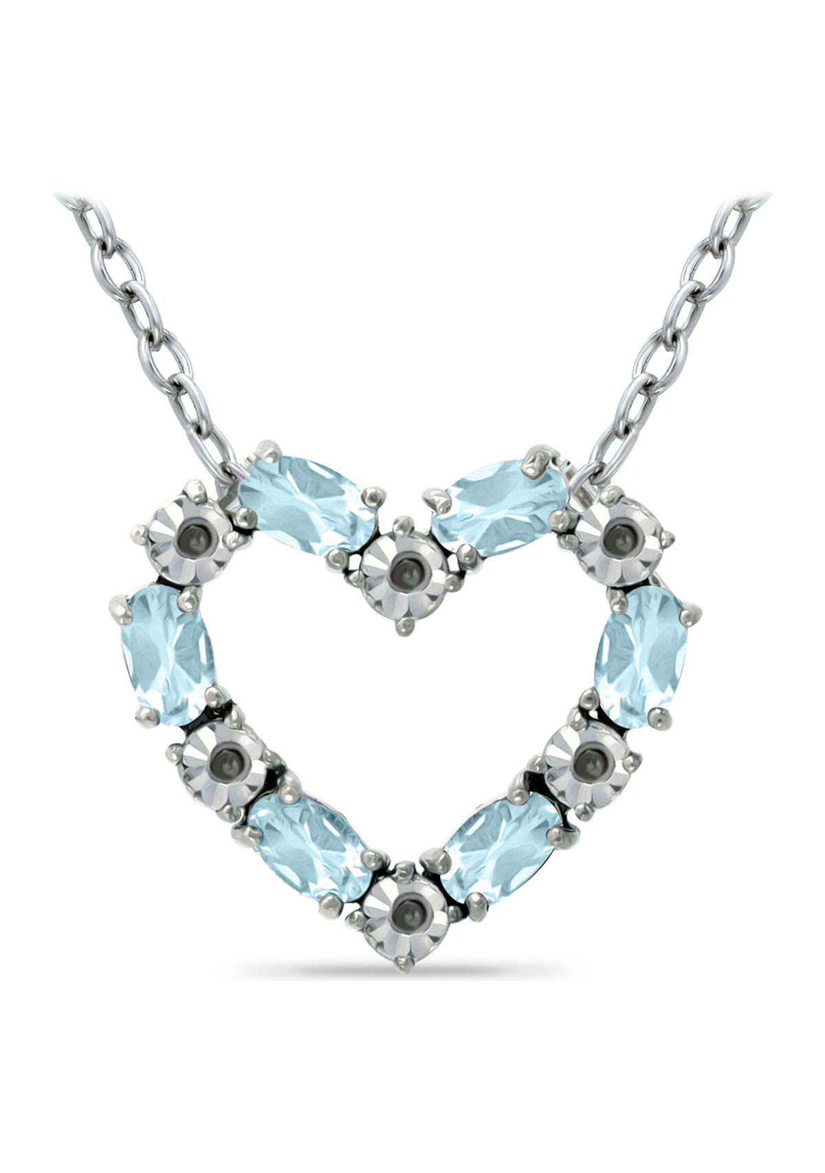 1.56 ct. t.w. Blue Topaz and Diamond Heart Necklace, Sterling Silver