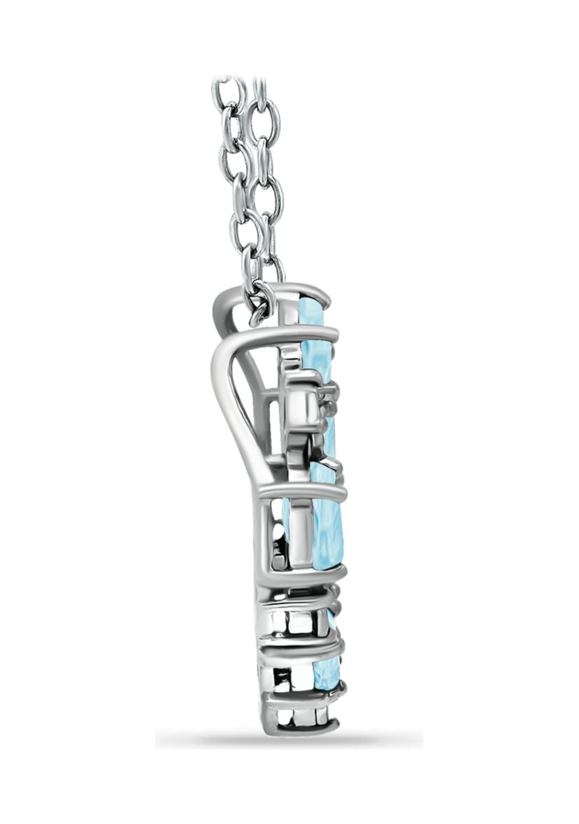 1.56 ct. t.w. Blue Topaz and Diamond Heart Necklace, Sterling Silver