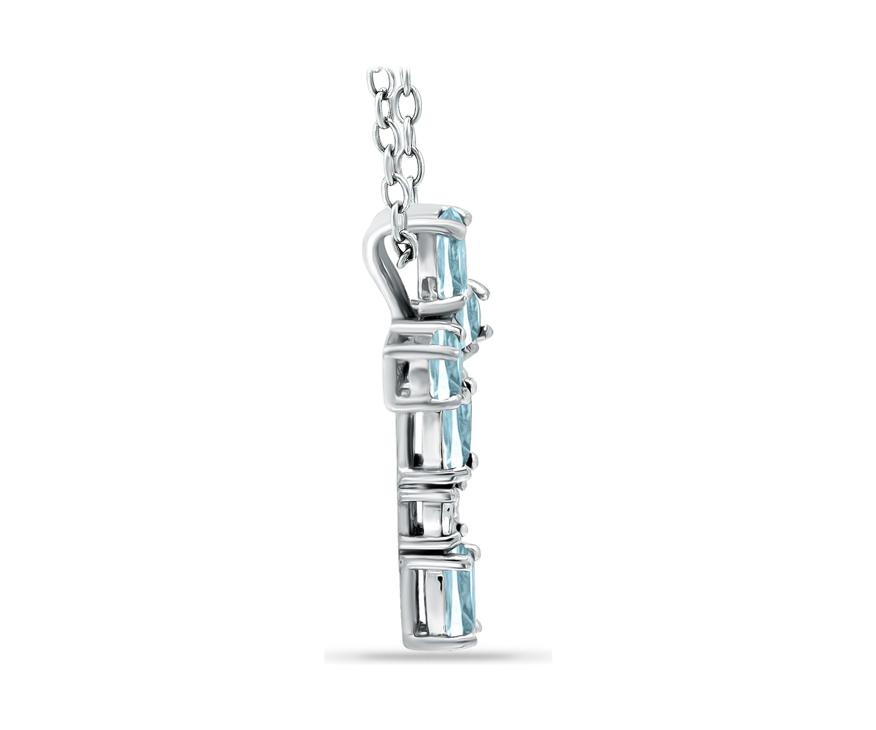 1.26 ct. t.w. Blue Topaz and Diamond Cross Necklace, Sterling Silver