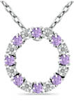 3/4 ct. t.w. Amethyst and Diamond Circle Necklace, Sterling Silver