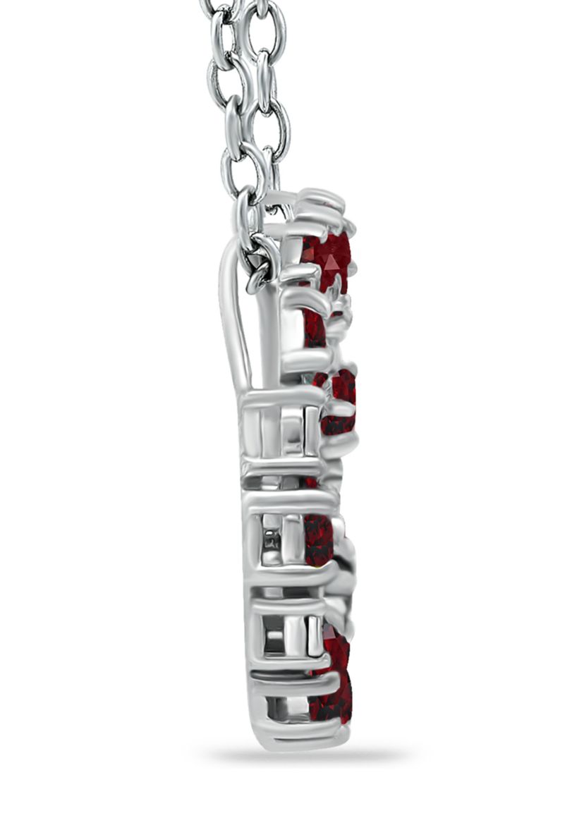 1.17 ct. t.w. Garnet and Diamond Circle Necklace, Sterling Silver