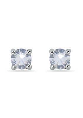 Belk & Co 3/8 Cttw 4mm Round White Sapphire Solitaire Earrings, Sterling Silver, DS