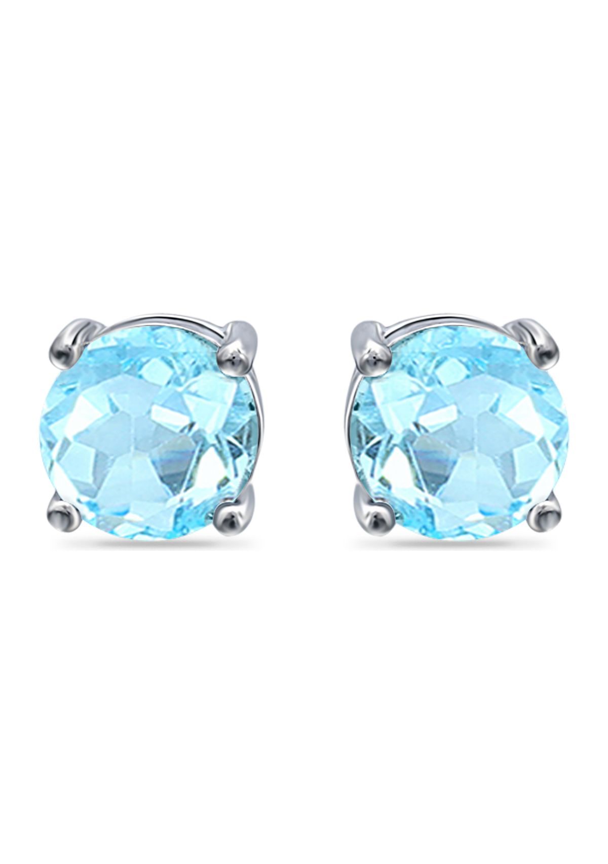 1.5 ct. t.w. Blue Topaz Stud Earrings, Sterling Silver