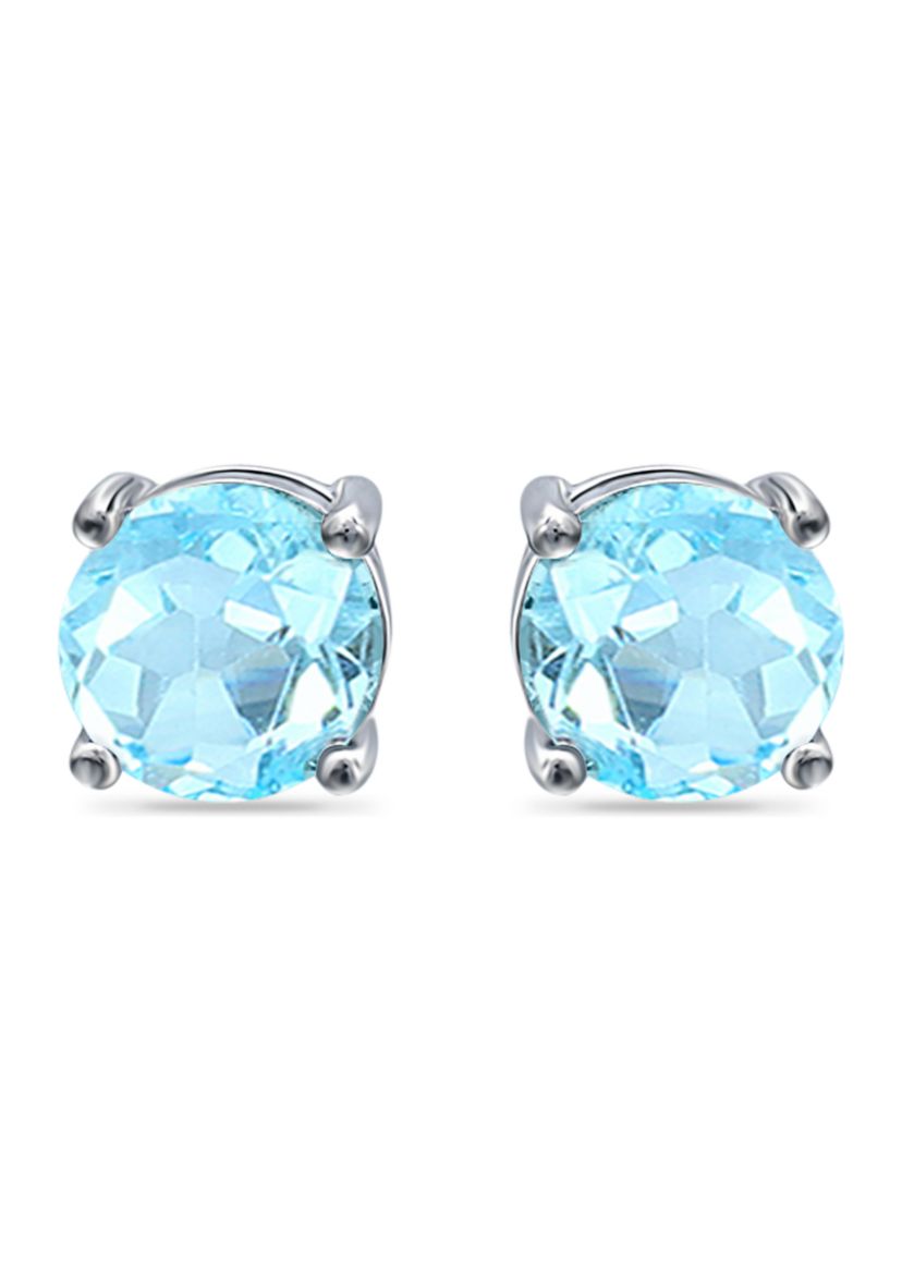 1.5 ct. t.w. Blue Topaz Stud Earrings, Sterling Silver