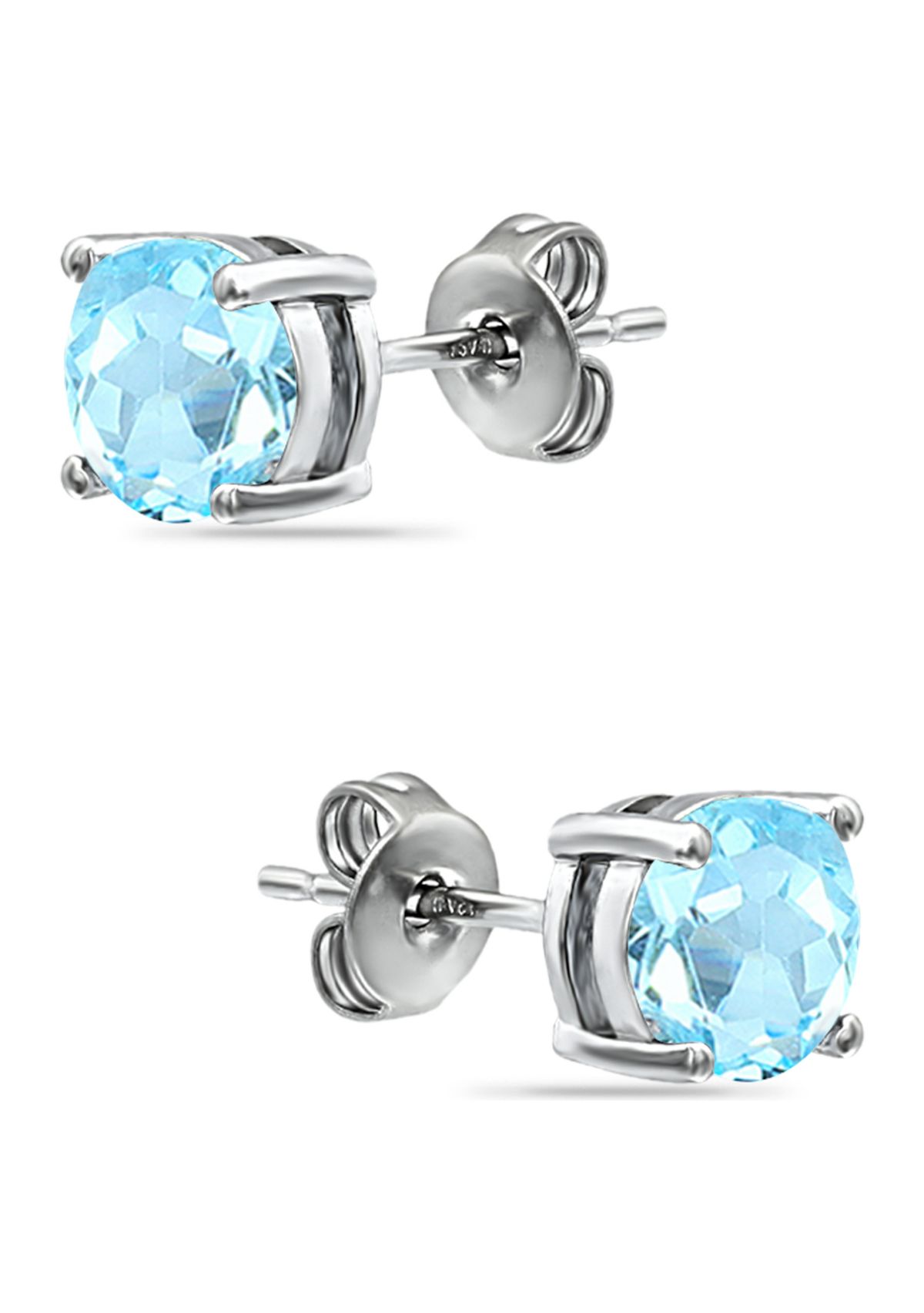 1.5 ct. t.w. Blue Topaz Stud Earrings, Sterling Silver