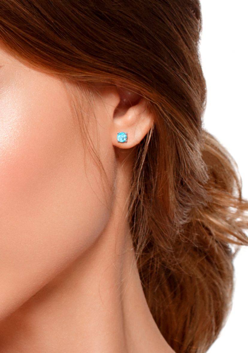1.5 ct. t.w. Blue Topaz Stud Earrings, Sterling Silver