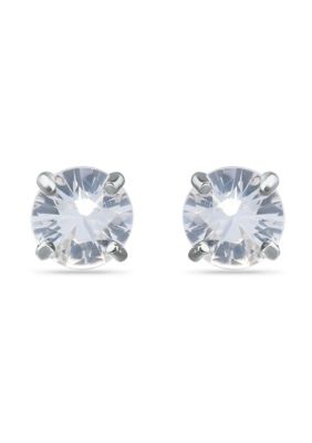 Belk & Co 7/8 Cttw 5mm Round White Sapphire Solitaire Earrings, Sterling Silver, DS