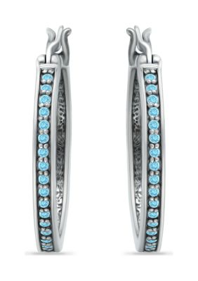 Belk & Co 1/3 Ct. T.w. Blue Topaz Hoop Earrings In Sterling Silver
