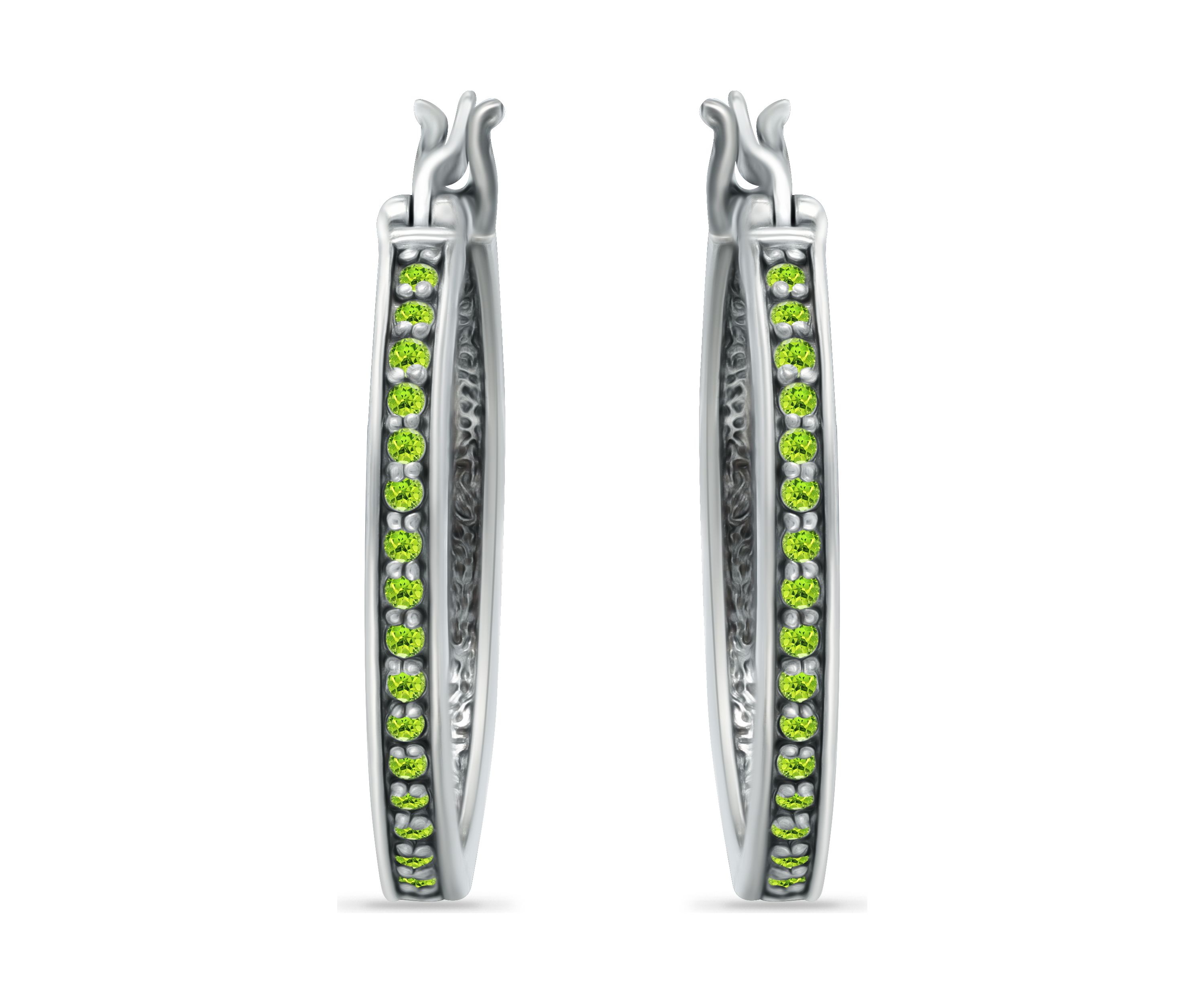 1/3 ct. t.w. Peridot Hoop Earrings in Sterling Silver