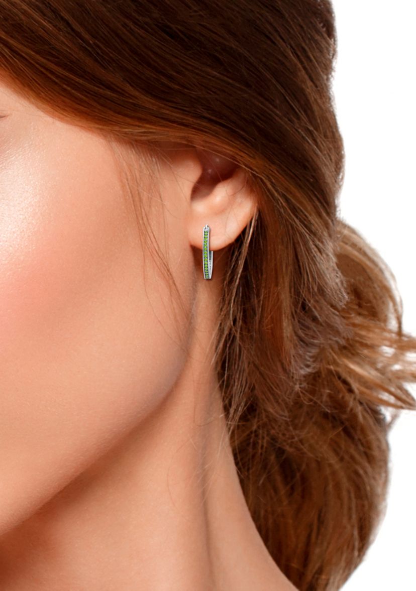 1/3 ct. t.w. Peridot Hoop Earrings in Sterling Silver