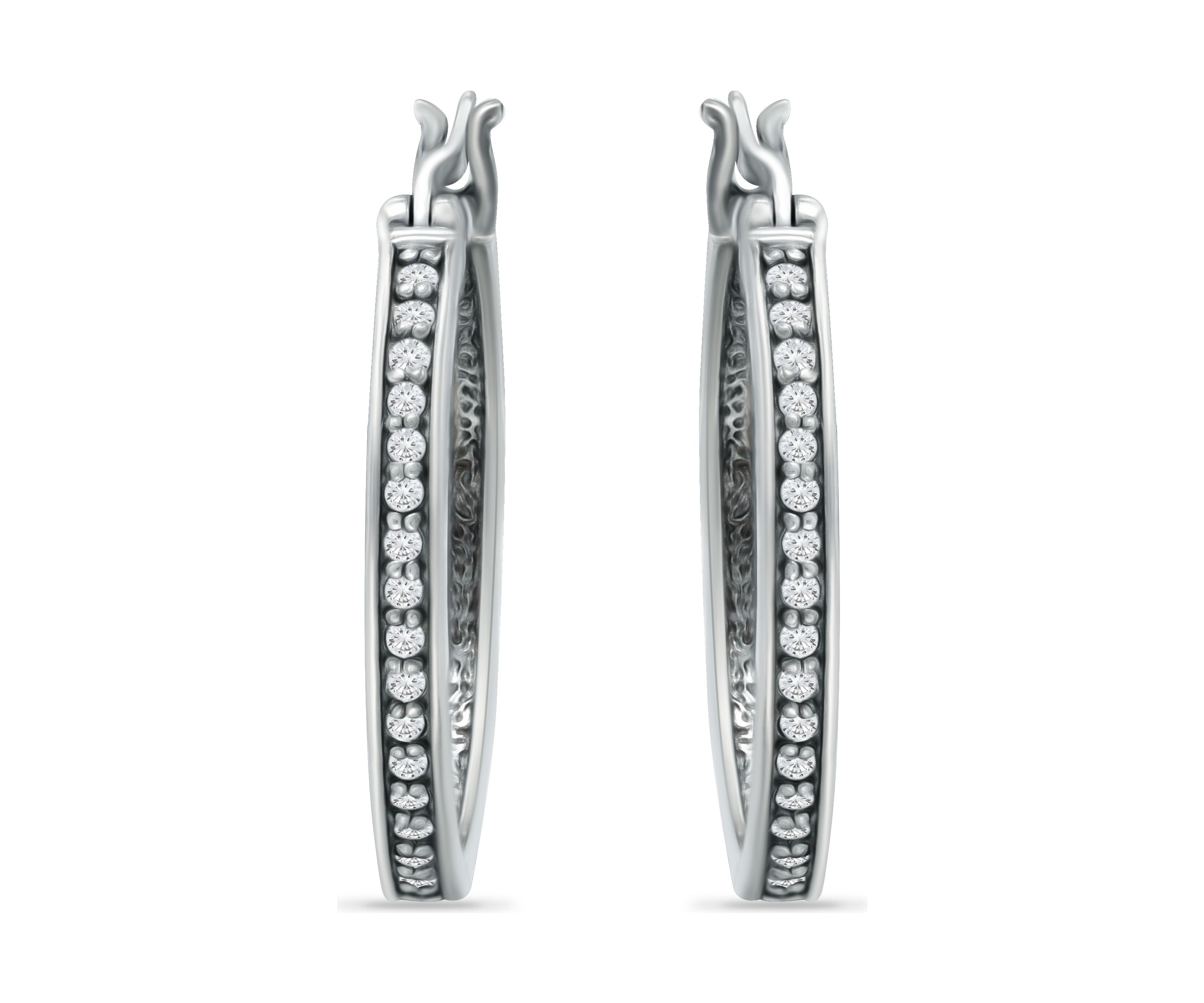 1/3 ct. t.w. White Topaz Hoop Earrings in Sterling Silver
