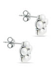 Fresh Water Pearl Cluster Flower Stud Earrings in Sterling Silver