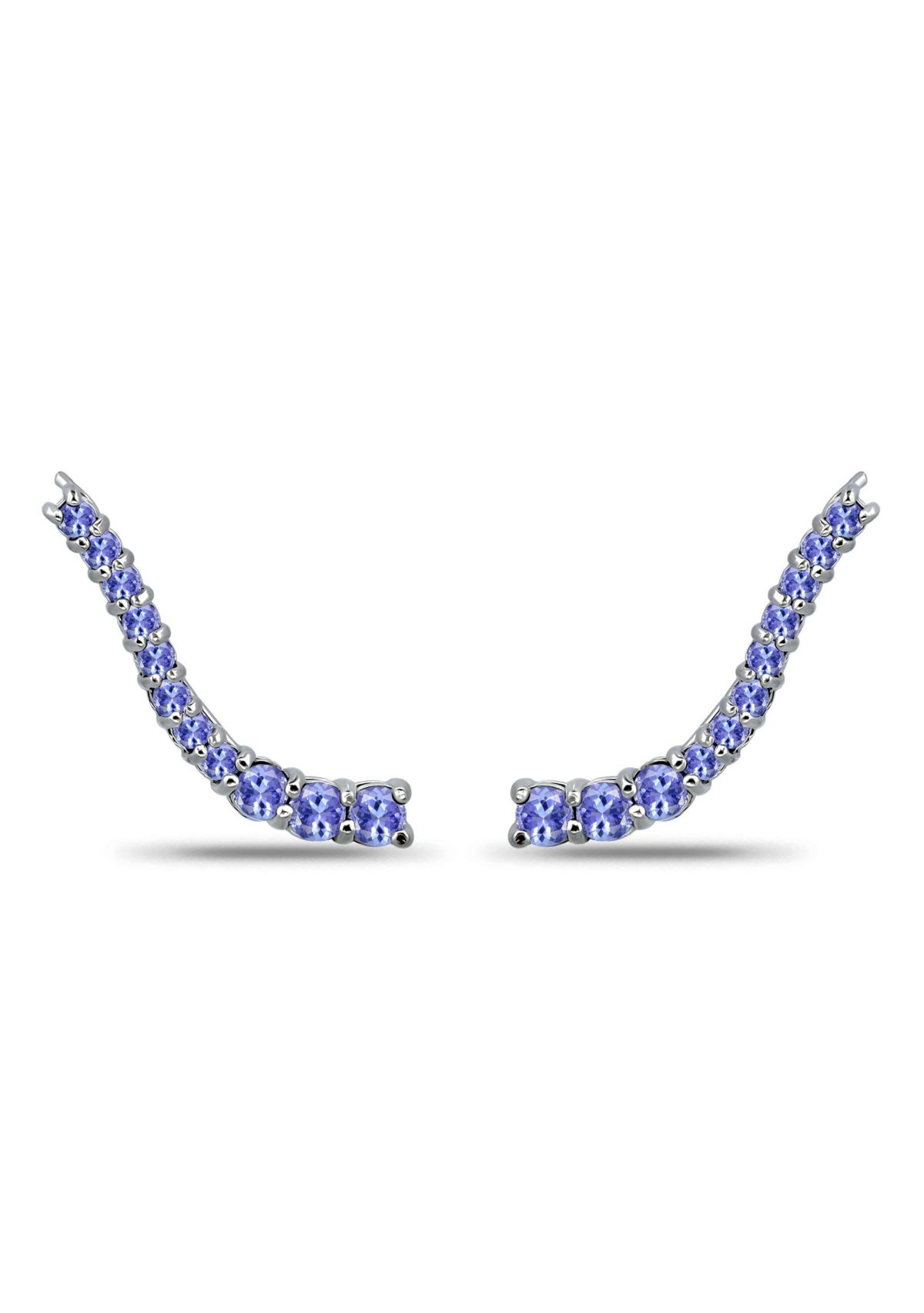 1 7/8 Cttw 2mm/3mm Round Tanzanite Ear Crawler Earrings. Sterling Silver, DS