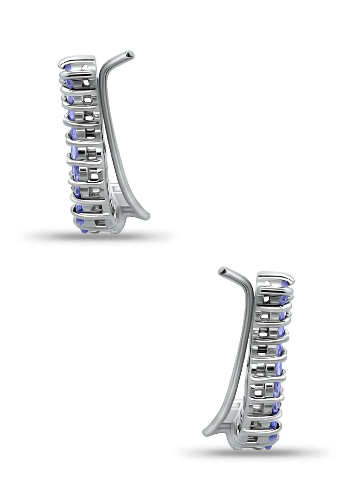 1 7/8 Cttw 2mm/3mm Round Tanzanite Ear Crawler Earrings. Sterling Silver, DS