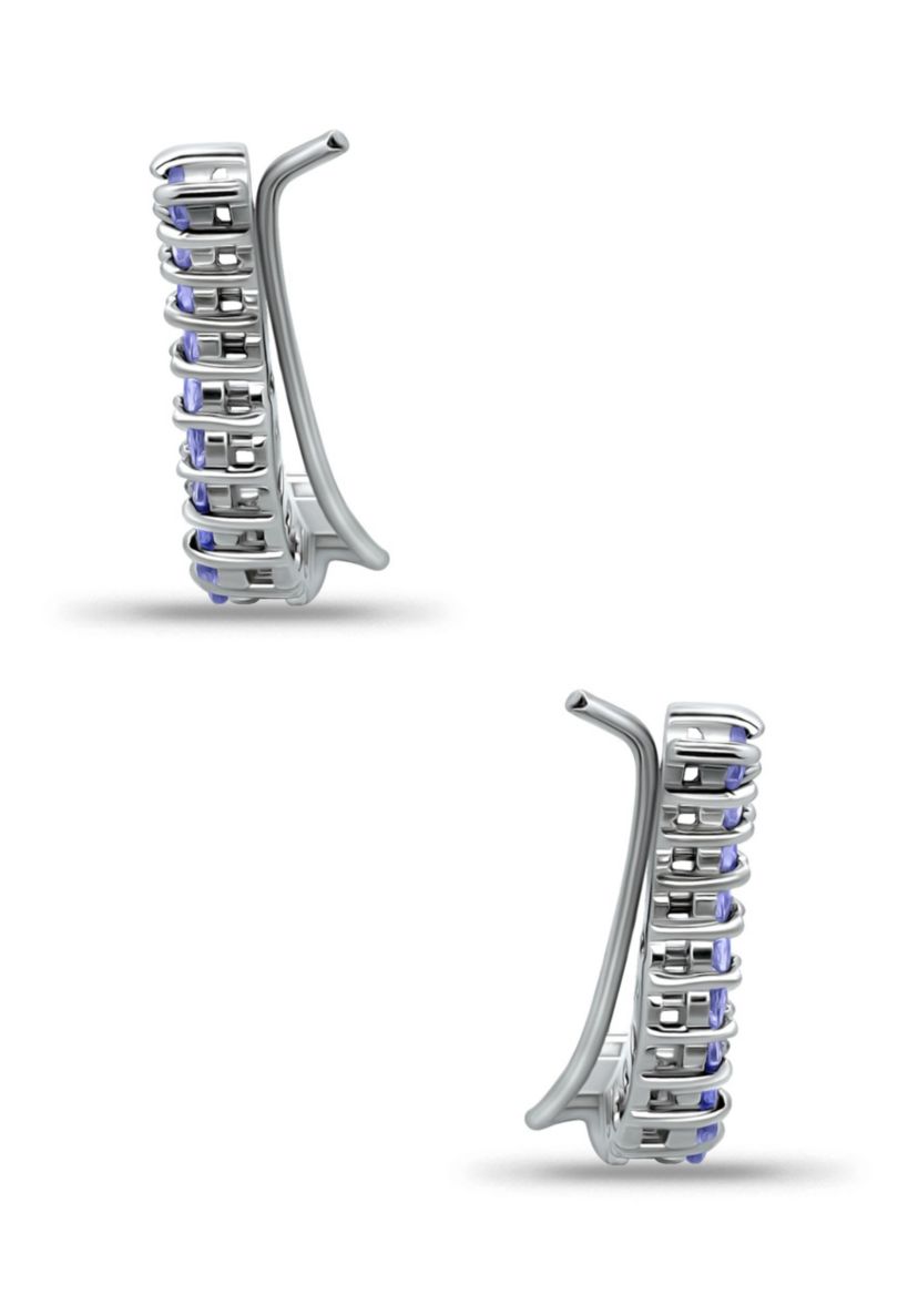 1 7/8 Cttw 2mm/3mm Round Tanzanite Ear Crawler Earrings.  Sterling Silver, DS