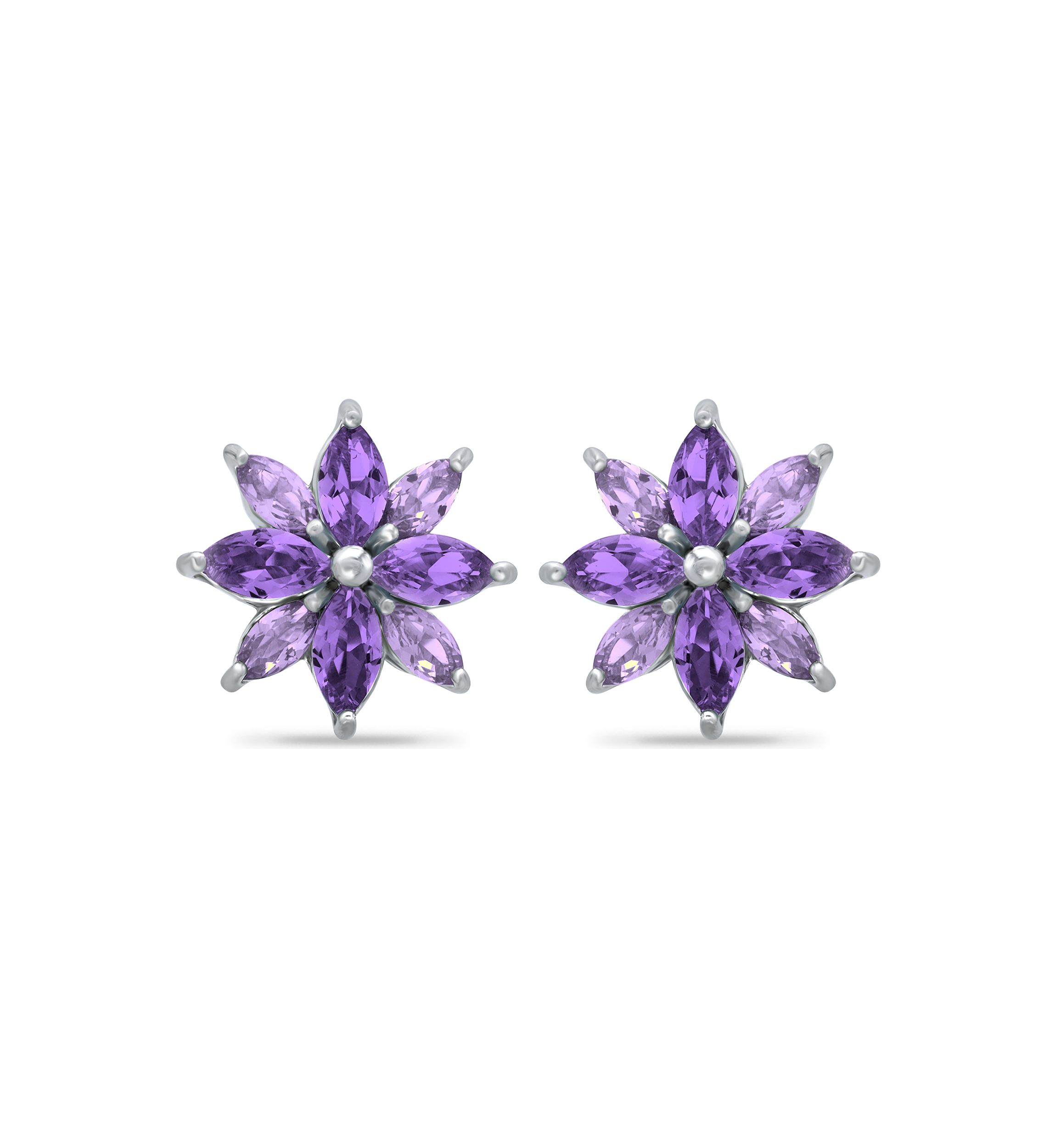 1.32 ct. t.w Amethyst Flower stud Earrings in Sterling Silver