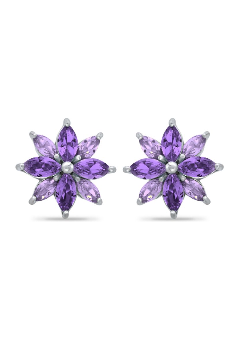 1.32 ct. t.w Amethyst Flower stud Earrings in Sterling Silver