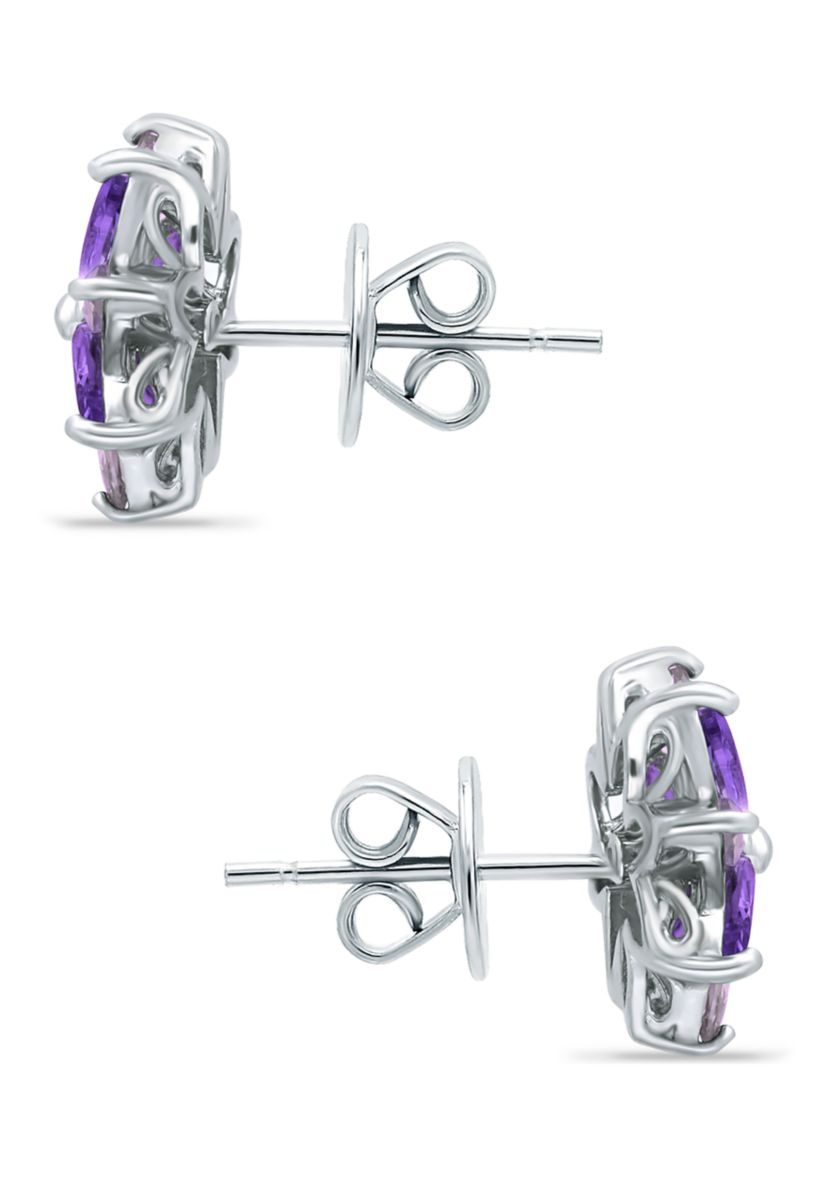 1.32 ct. t.w Amethyst Flower stud Earrings in Sterling Silver