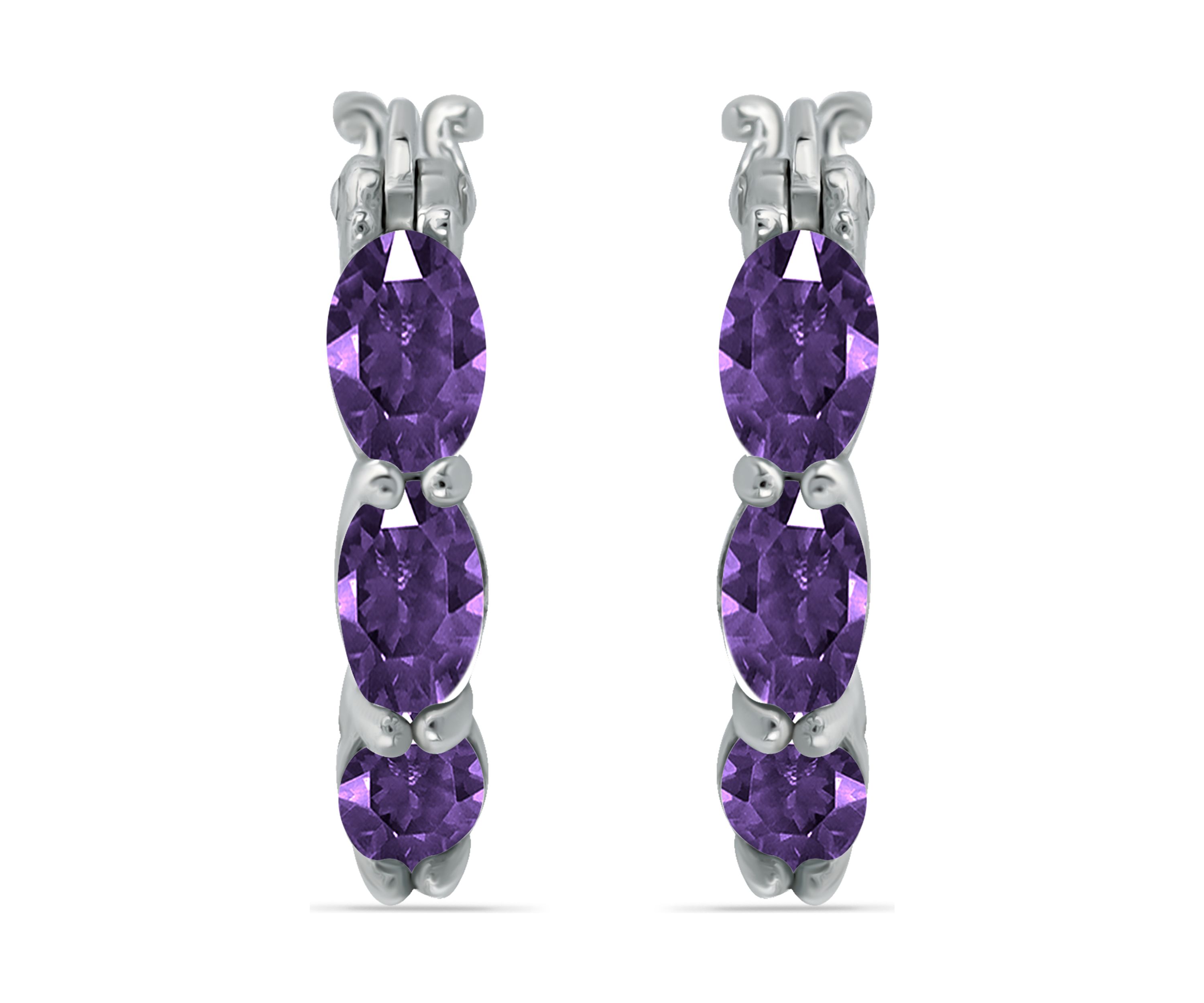 1.8 ct. t.w. African Amethyst Hoop Earrings, Sterling Silver