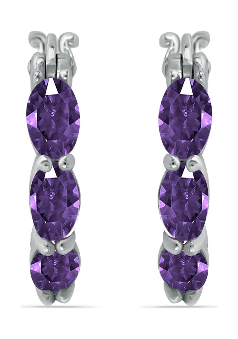 1.8 ct. t.w. African Amethyst Hoop Earrings, Sterling Silver