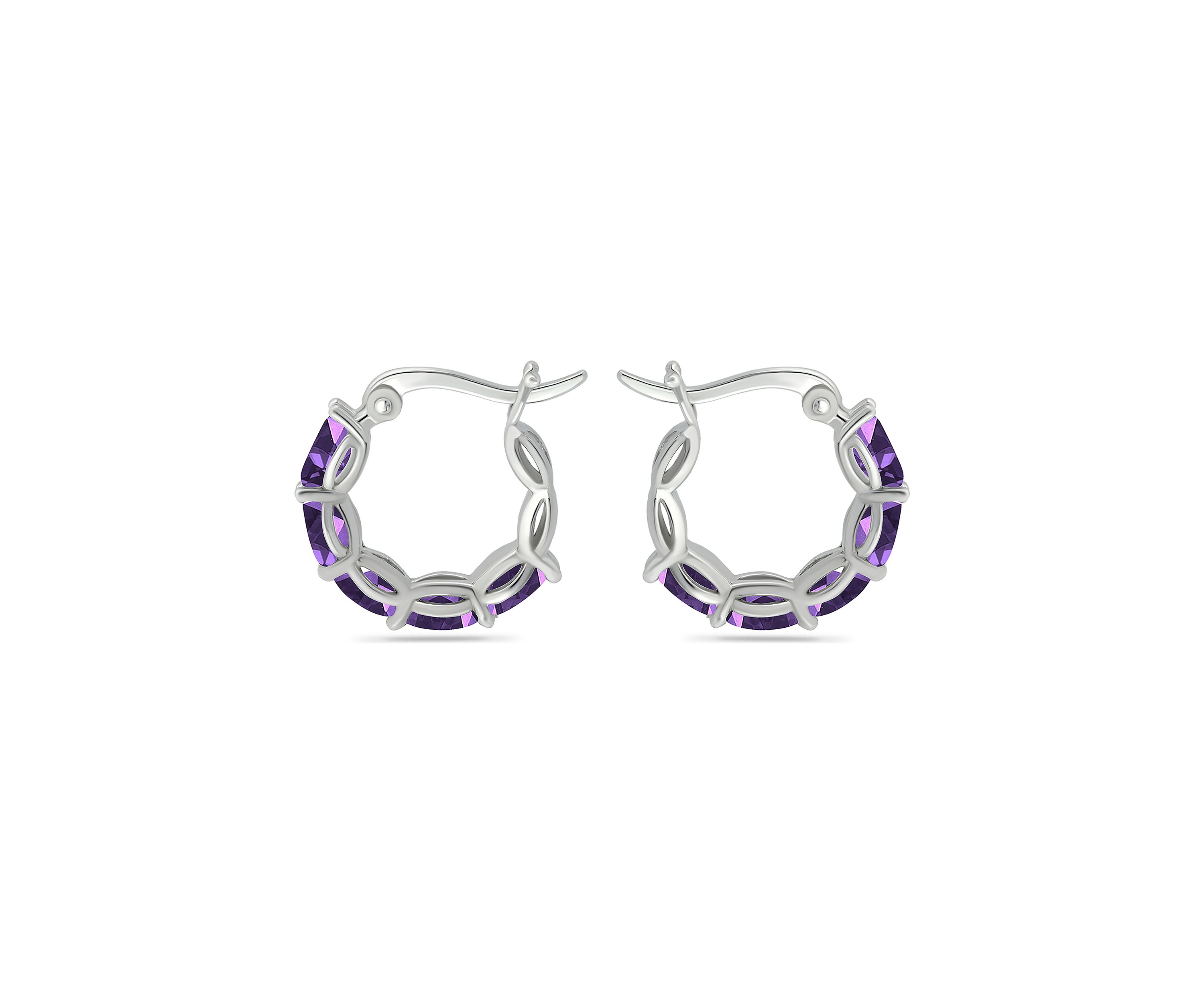 1.8 ct. t.w. African Amethyst Hoop Earrings, Sterling Silver