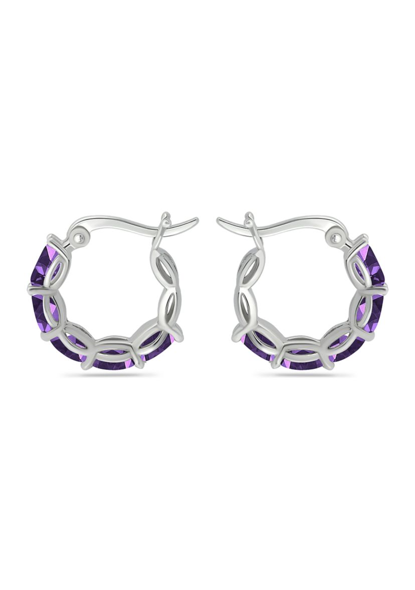 1.8 ct. t.w. African Amethyst Hoop Earrings, Sterling Silver