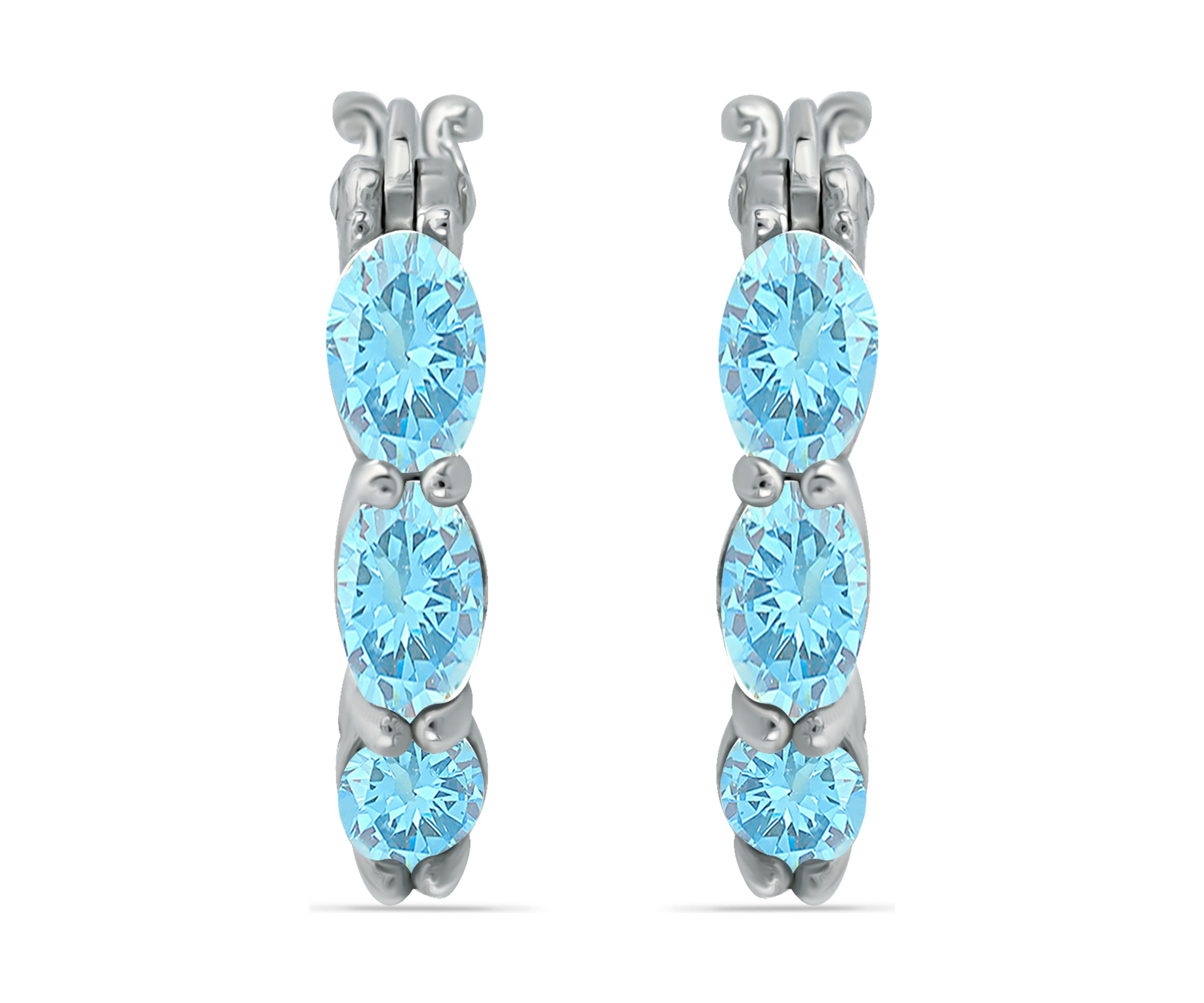 2.5 ct. t.w. Blue Topaz Hoop Earrings, Sterling Silver