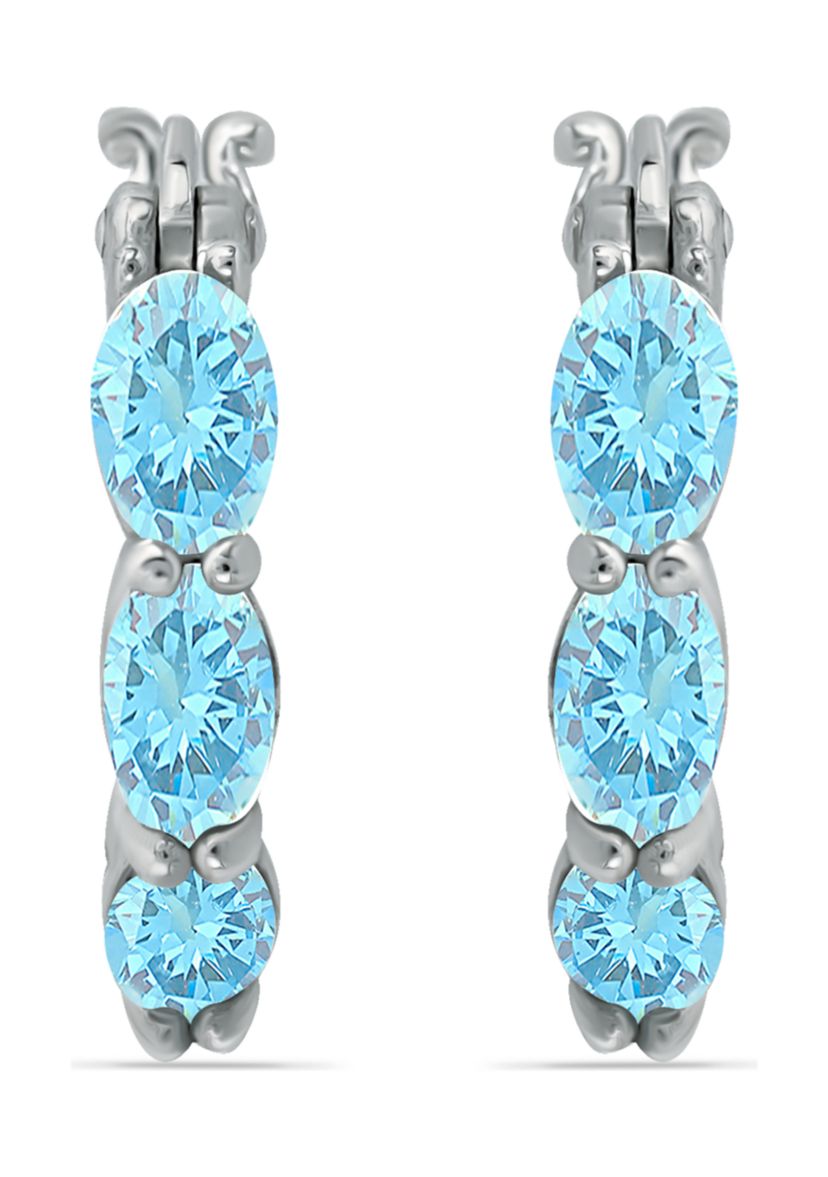 2.5 ct. t.w. Blue Topaz Hoop Earrings, Sterling Silver