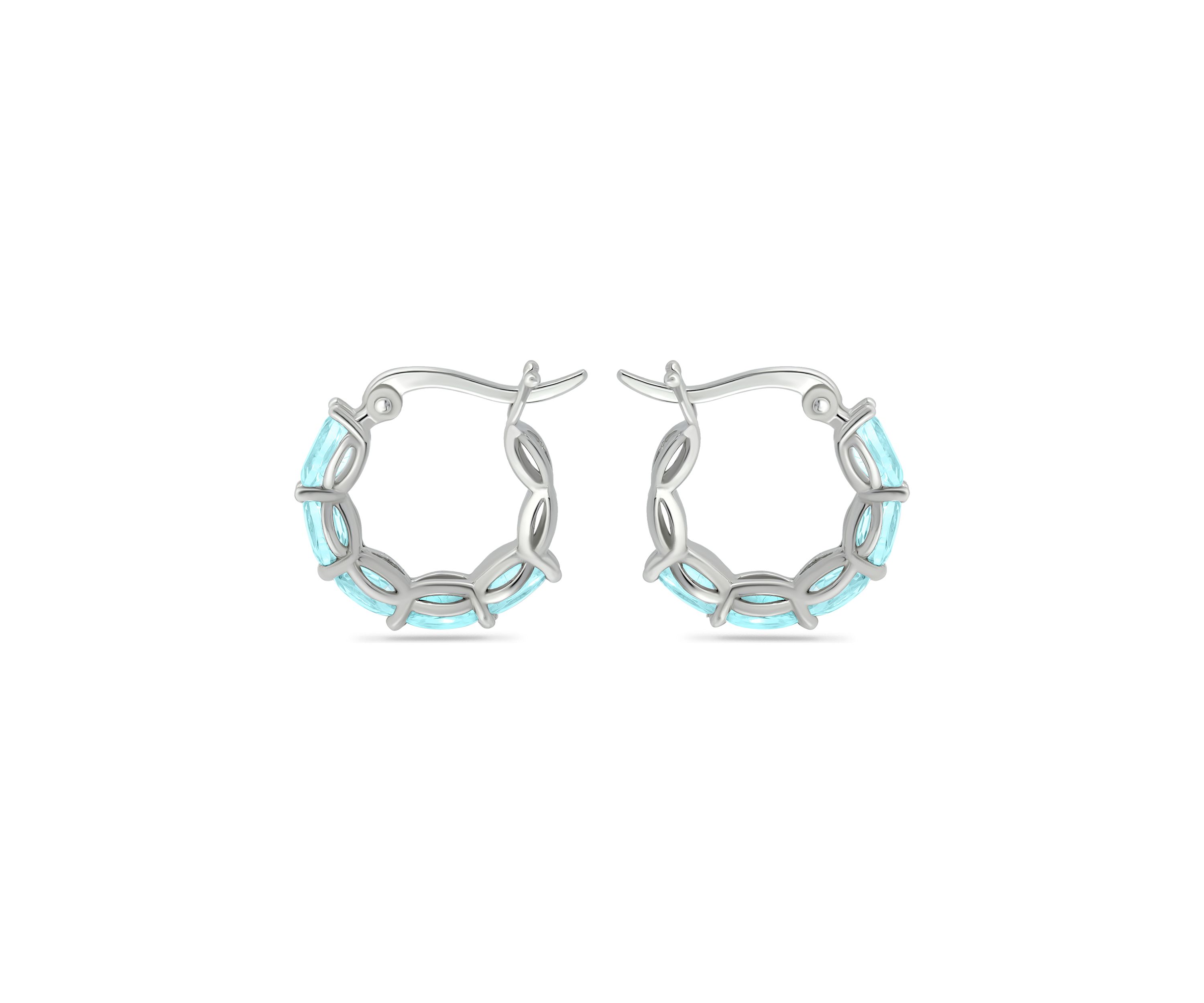2.5 ct. t.w. Blue Topaz Hoop Earrings, Sterling Silver