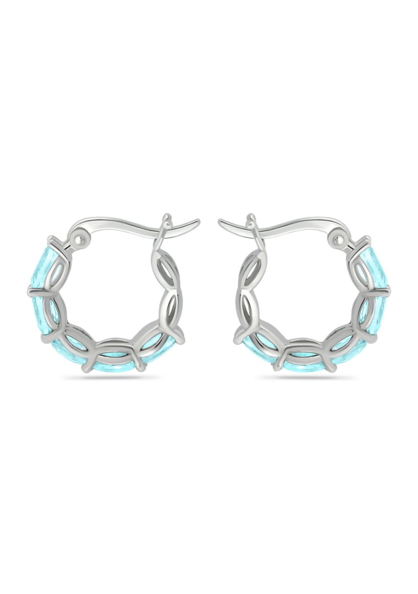 2.5 ct. t.w. Blue Topaz Hoop Earrings, Sterling Silver
