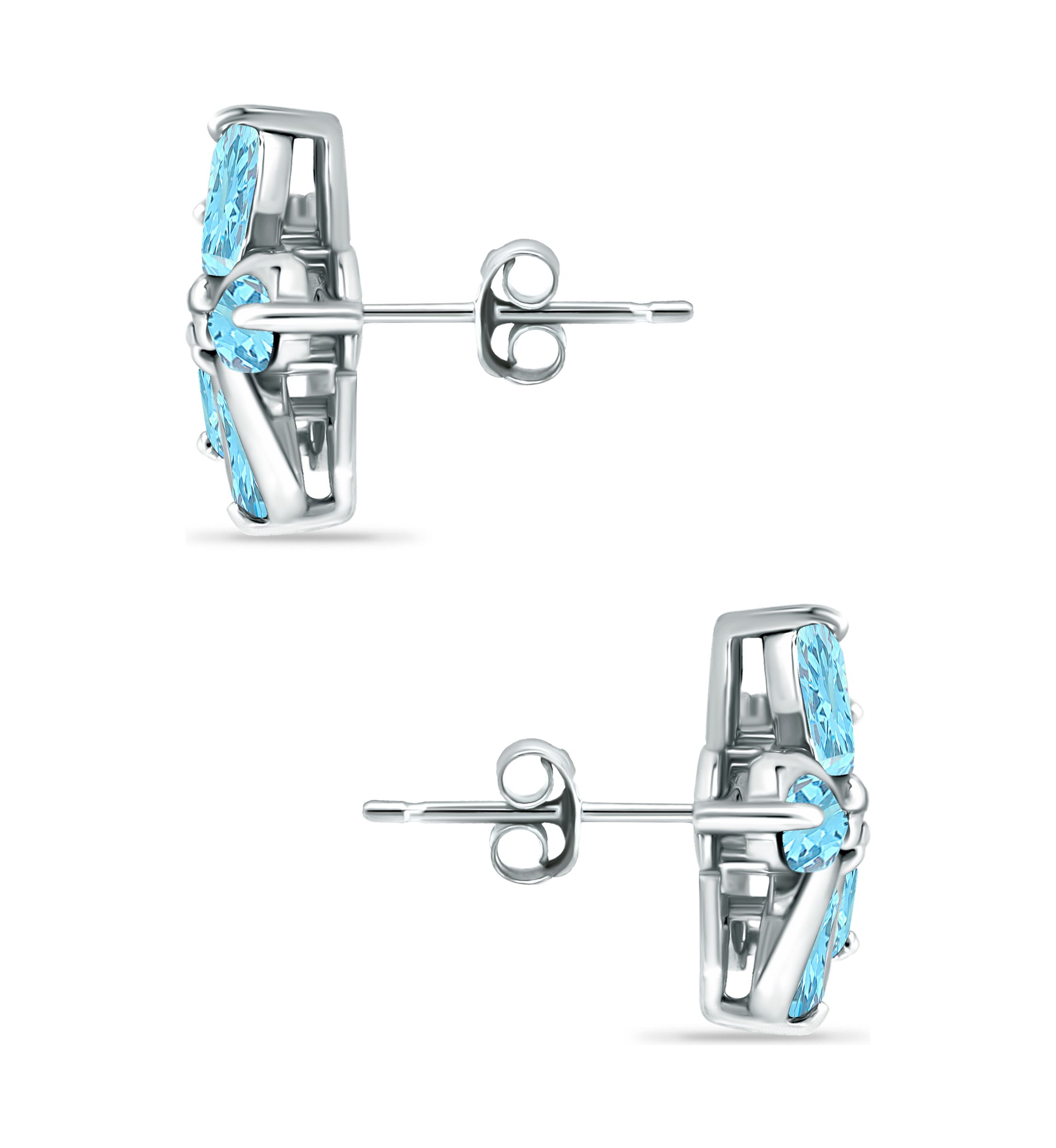 2 ct. t.w. Blue and White Topaz Flower Earrings, Sterling Silver