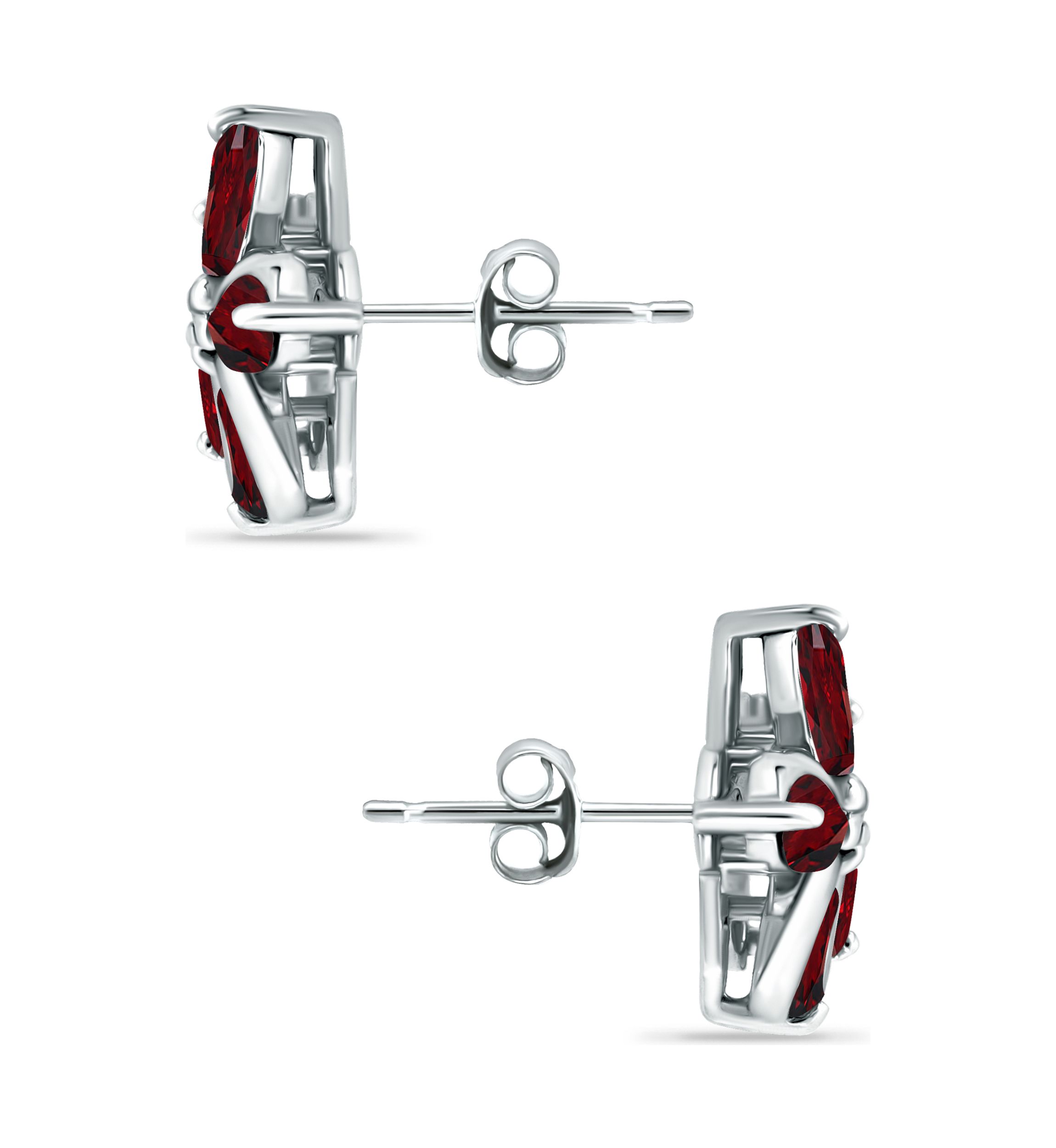 2 ct. t.w. Garnet and White Topaz Flower Earrings, Sterling Silver