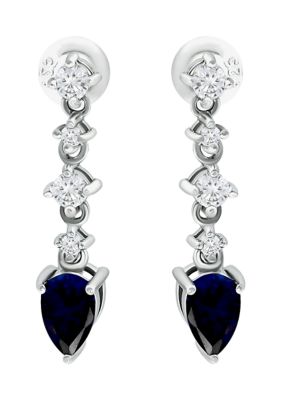 Belk & Co Lab Created 1.2 ct. t.w. Synthetic Blue and Created White Sapphire Drop Earrings, Sterling Silver