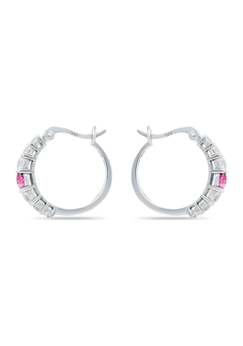 5/8 ct. t.w. Created Pink Sapphires and 5/8 ct. t.w. Created White Sapphire Hoop Earrings in Sterling Silver