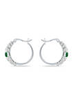 1/2 ct. t.w. Nano Emerald and 5/8 ct. t.w. Created White Sapphire Hoop Earrings in Sterling Silver