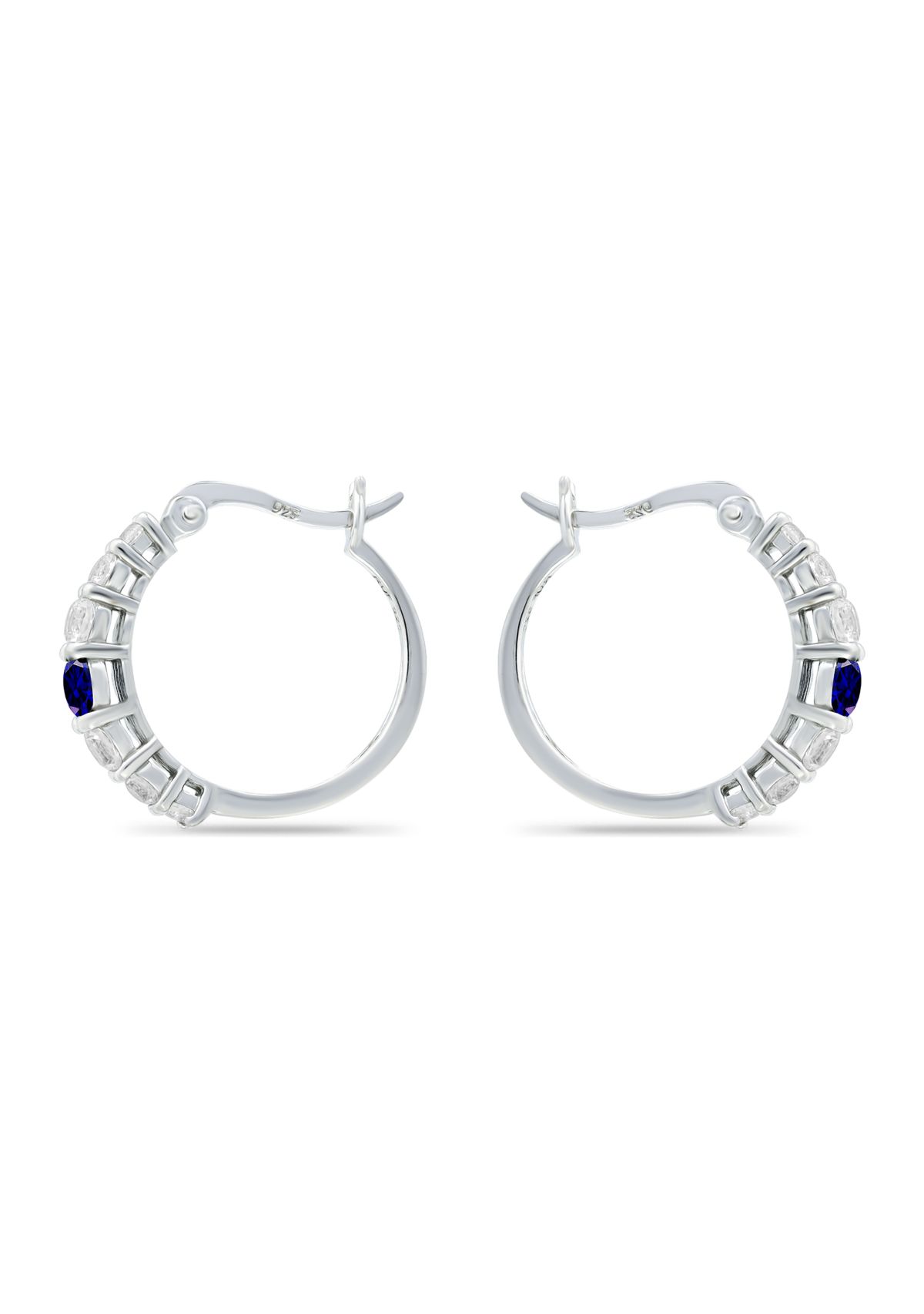 5/8 ct. t.w. Created Blue Sapphire and 5/8 ct. t.w. Created White Sapphires Hoop Earrings in Sterling Silver