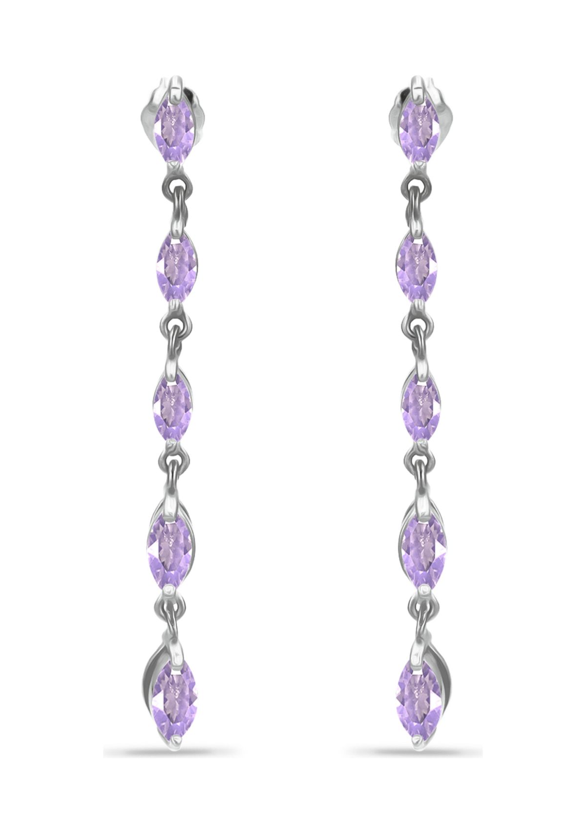 1.4 ct. t.w. Amethyst Linear Drop Earrings, Sterling Silver