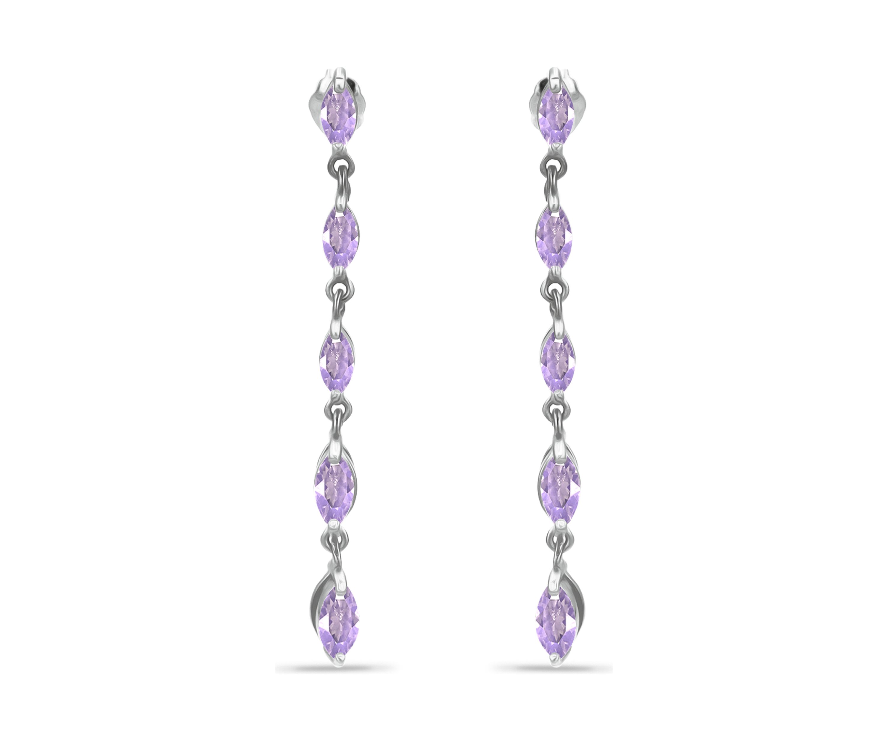1.4 ct. t.w. Amethyst Linear Drop Earrings, Sterling Silver
