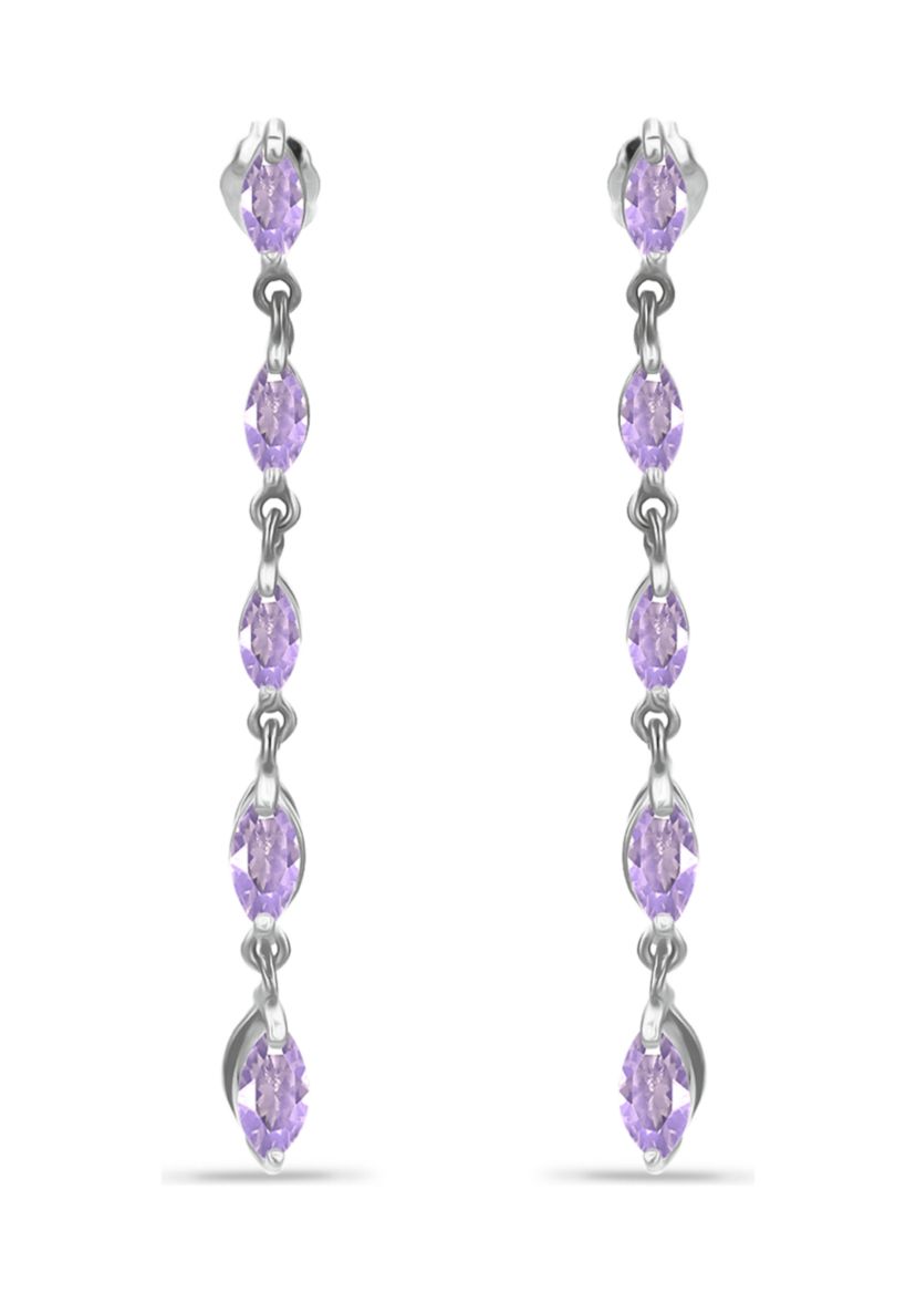 1.4 ct. t.w. Amethyst Linear Drop Earrings, Sterling Silver