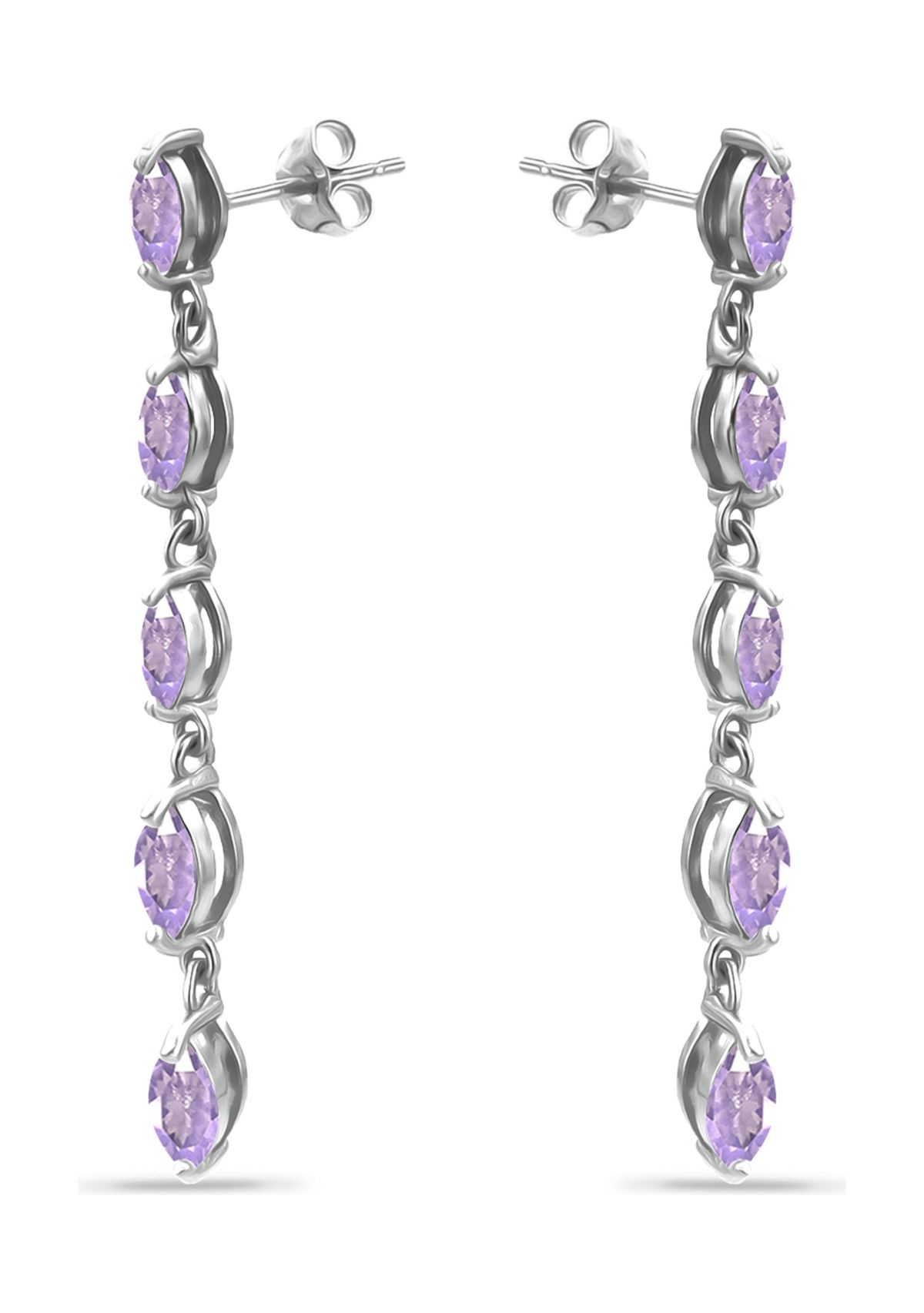 1.4 ct. t.w. Amethyst Linear Drop Earrings, Sterling Silver