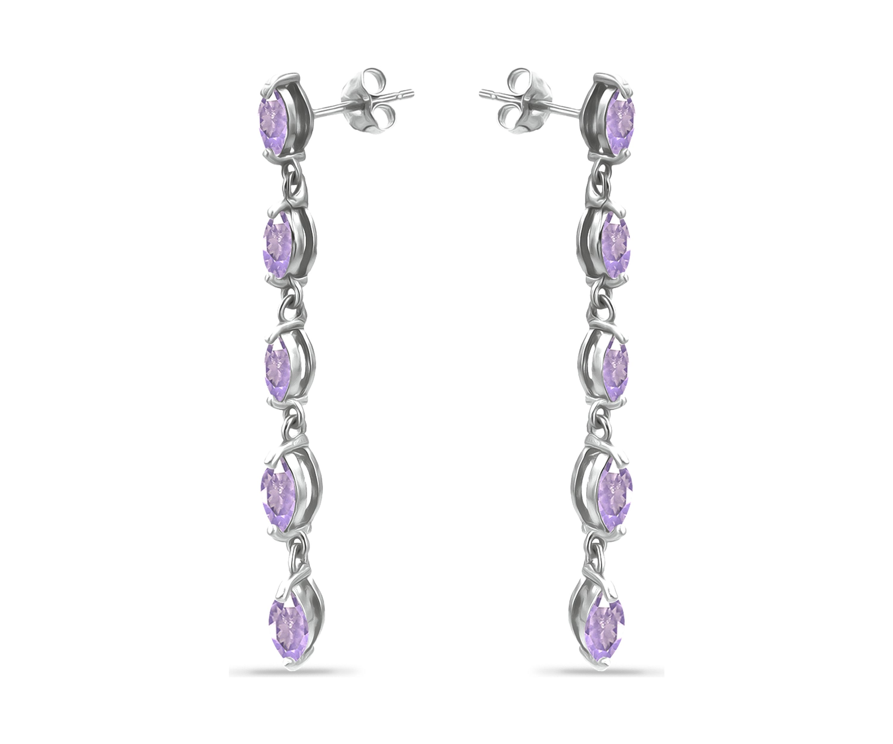 1.4 ct. t.w. Amethyst Linear Drop Earrings, Sterling Silver
