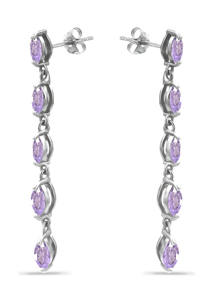 1.4 ct. t.w. Amethyst Linear Drop Earrings, Sterling Silver