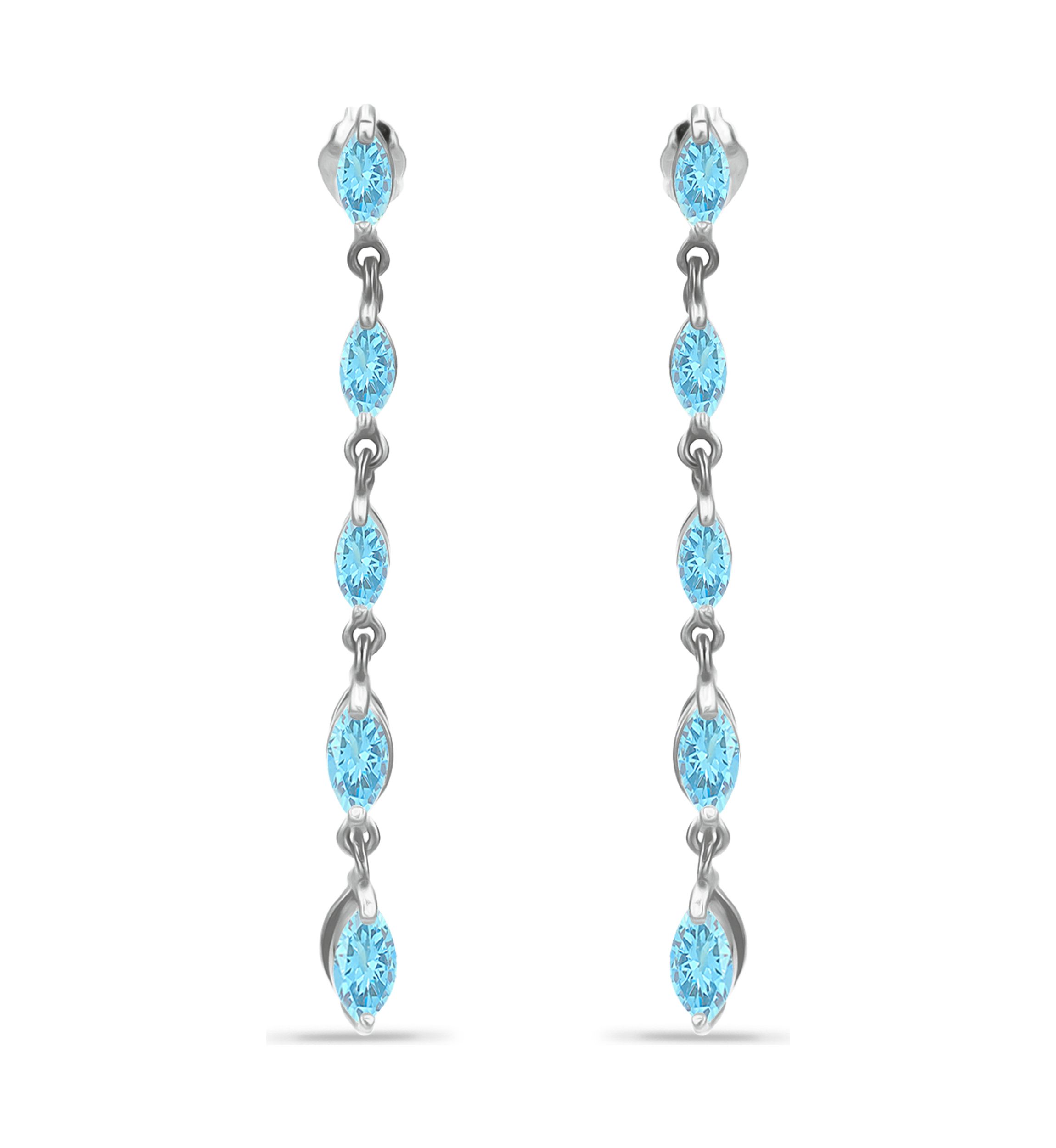 1.4 ct. t.w. Blue Topaz Linear Drop Earrings, Sterling Silver