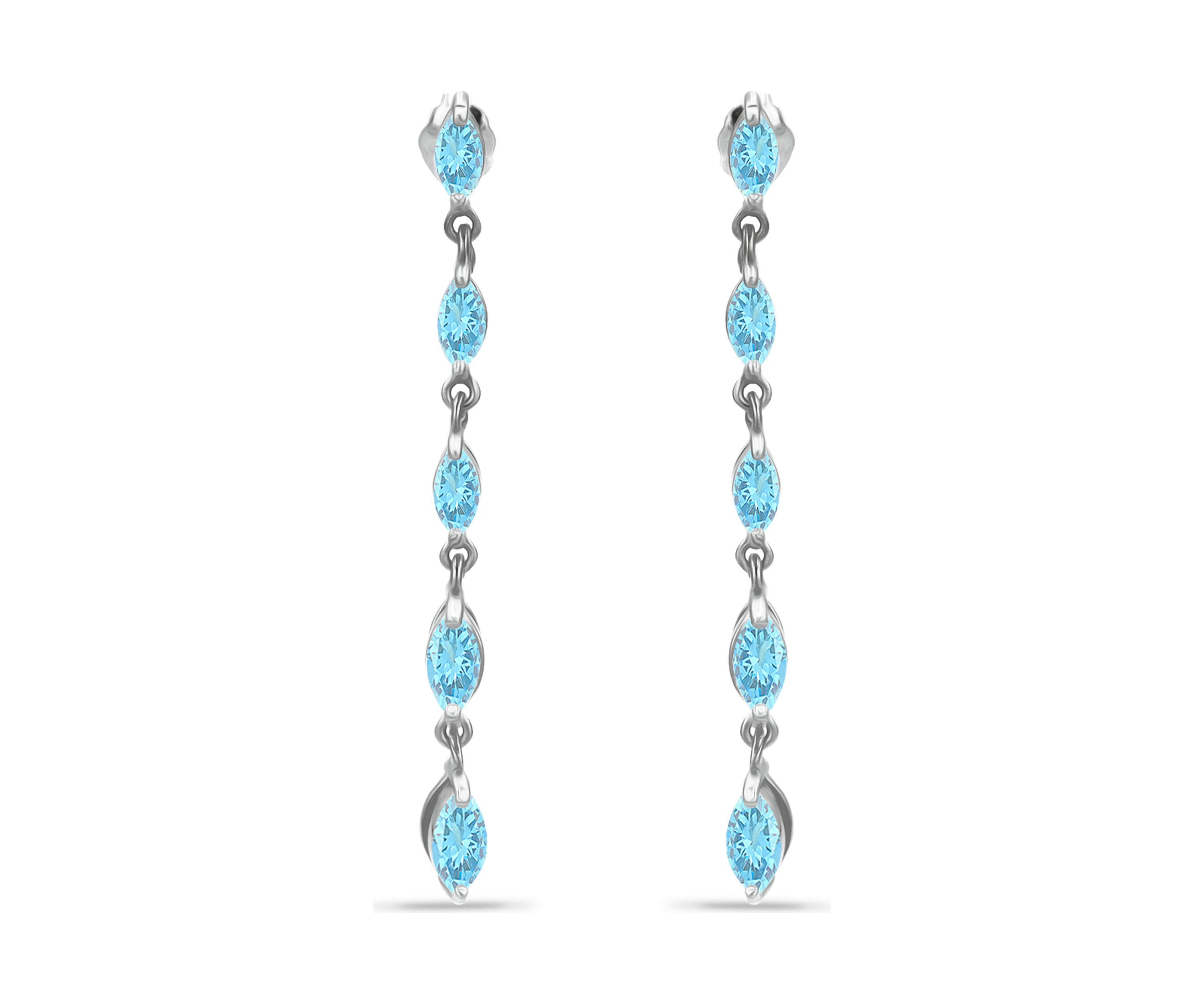1.4 ct. t.w. Blue Topaz Linear Drop Earrings, Sterling Silver