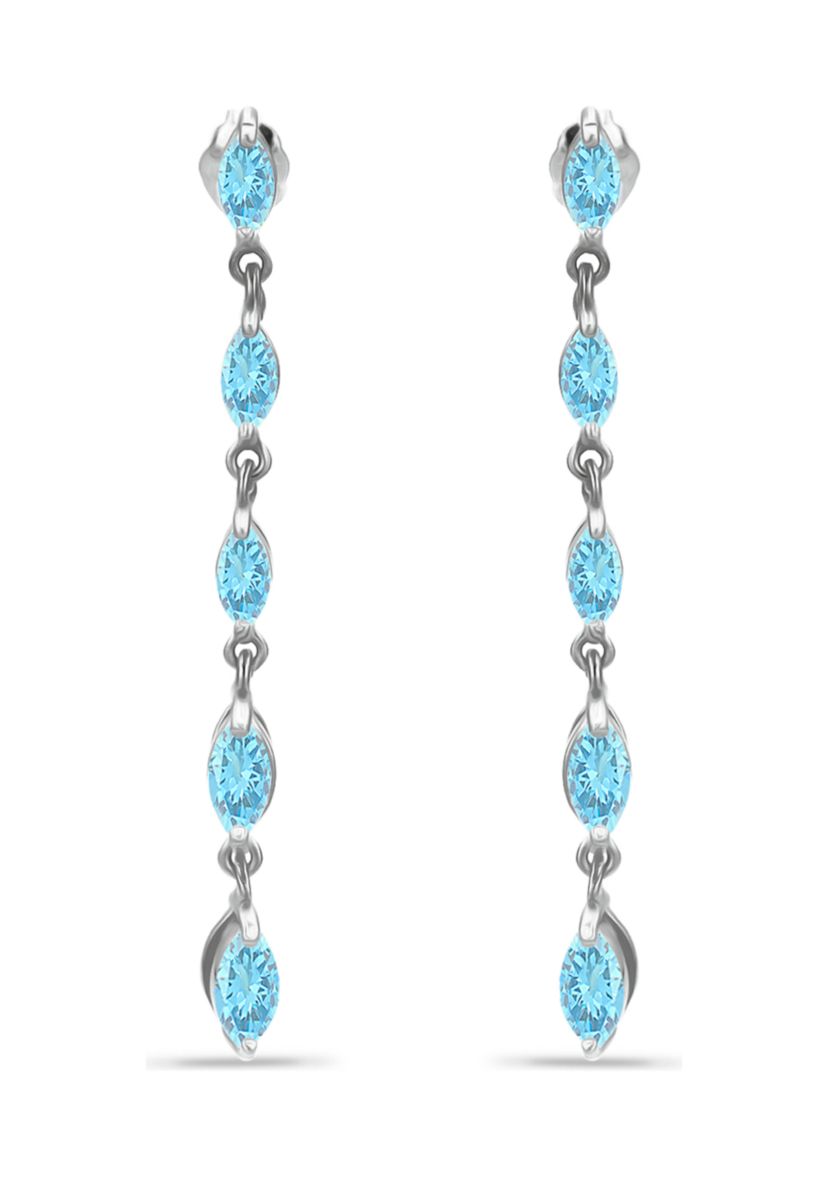 1.4 ct. t.w. Blue Topaz Linear Drop Earrings, Sterling Silver
